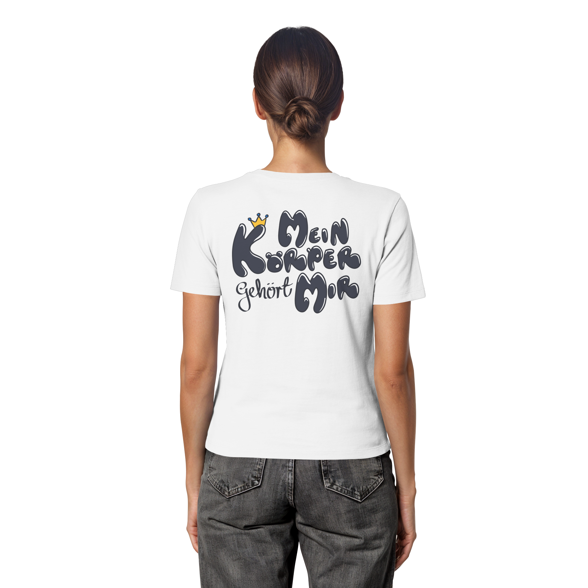 Mein Körper gehört mir "Schwarze Edition" Backprint - Fitted Ladies Organic Shirt