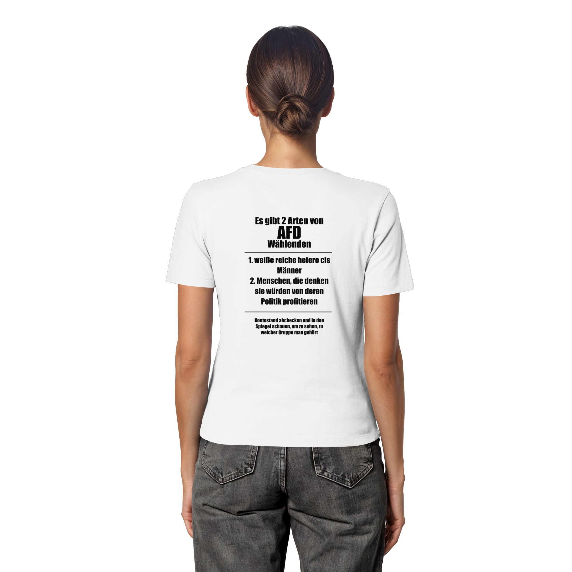 Es gibt 2 Arten von AfD Wählenden Backprint (hell) - Fitted Ladies Organic Shirt