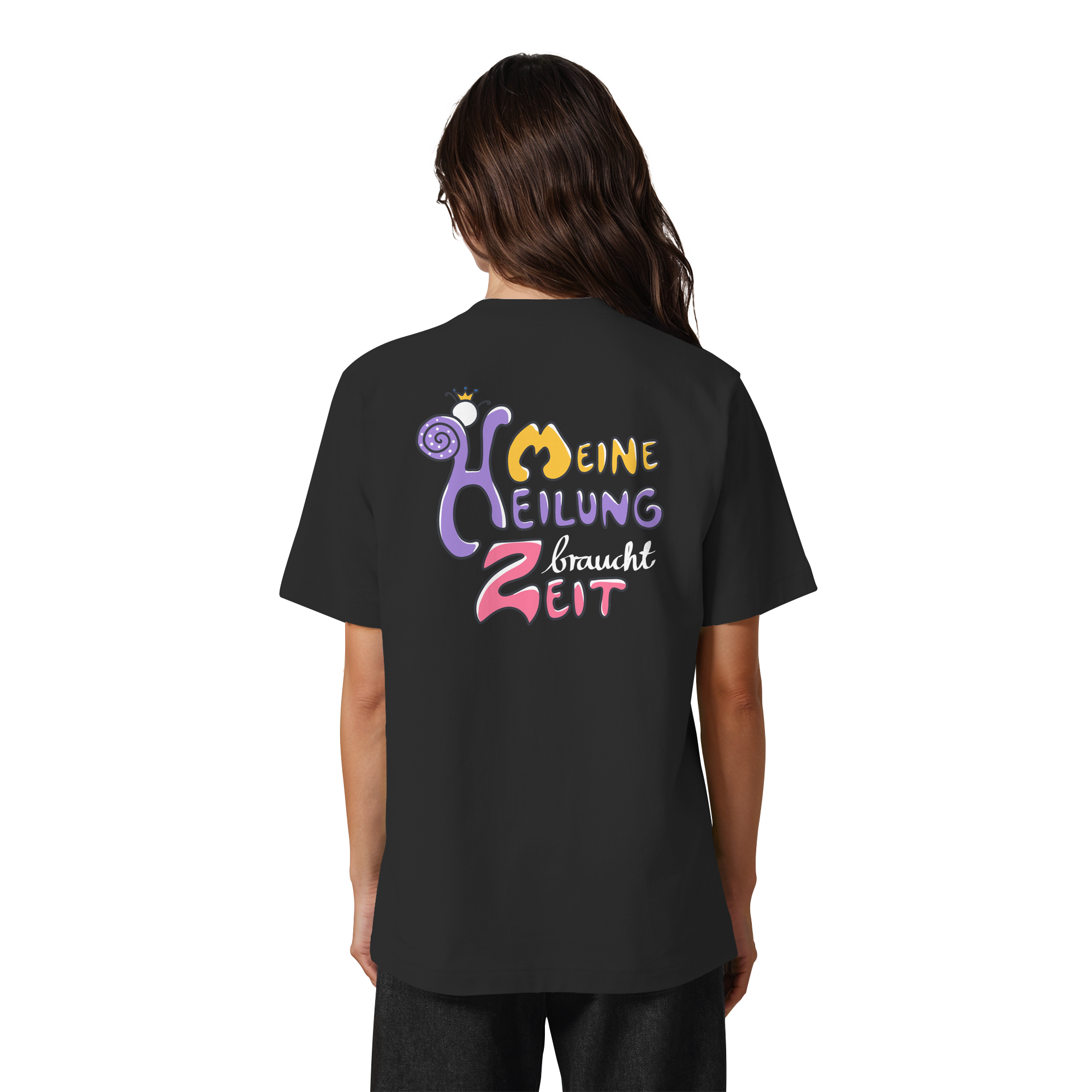 Meine Heilung braucht Zeit "Bunte Edition" Backprint - Heavy Oversized Organic Shirt