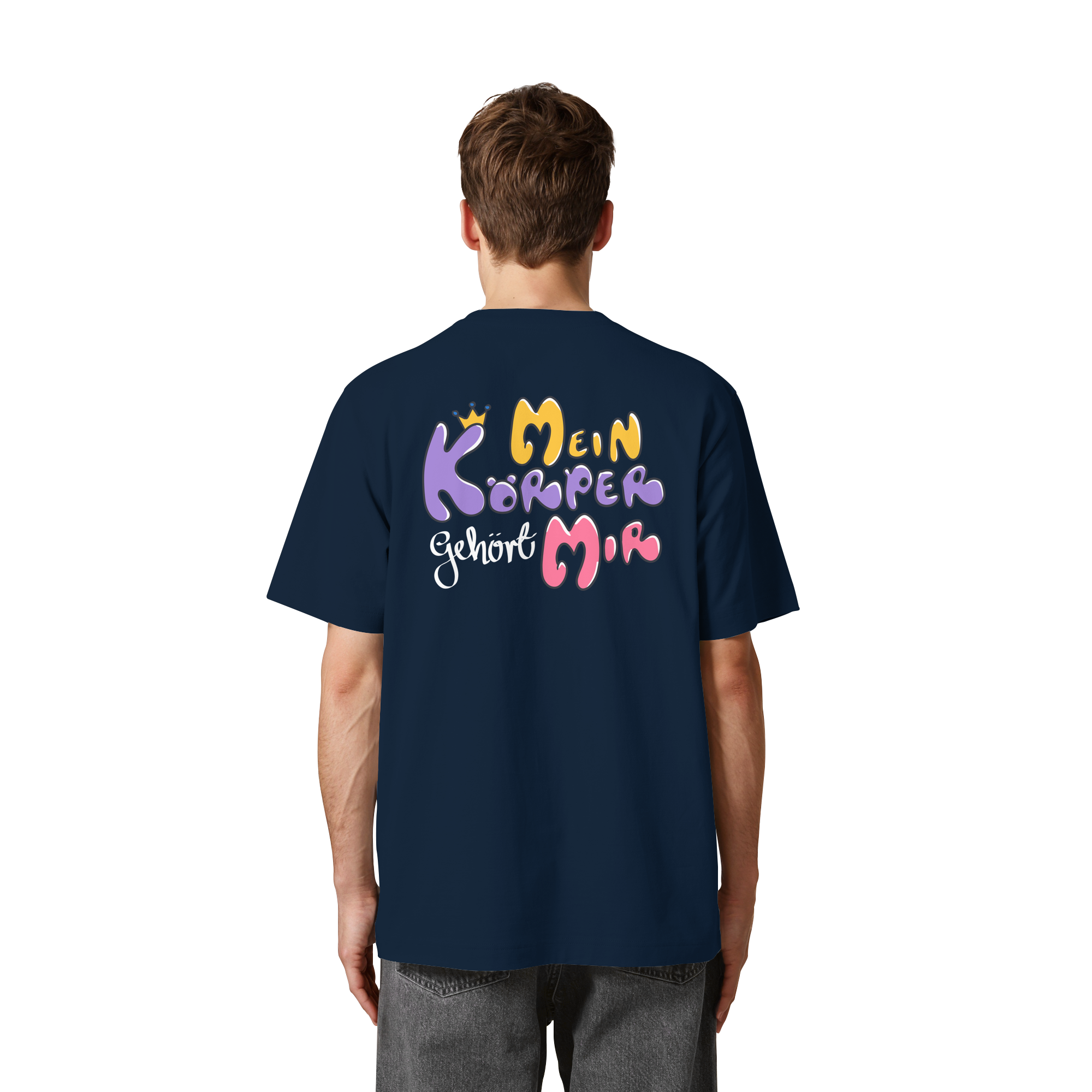 Survivor Queens Logo mit "Mein Körper gehört mir" Backprint (dunkel) - Heavy Oversized Organic Shirt