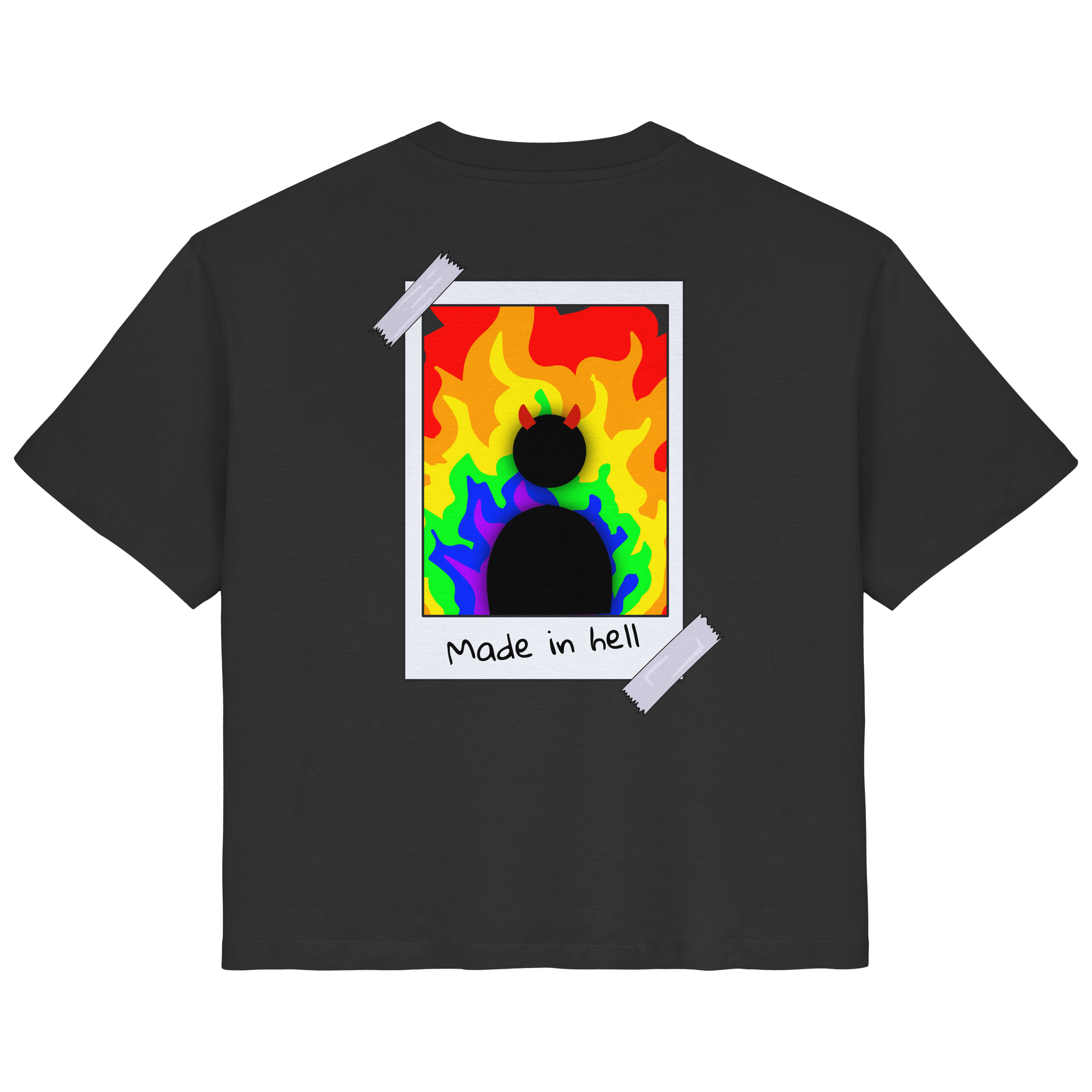 made in hell "Regenbogen Flammen Edition" Backprint - Ladies Organic Shirt