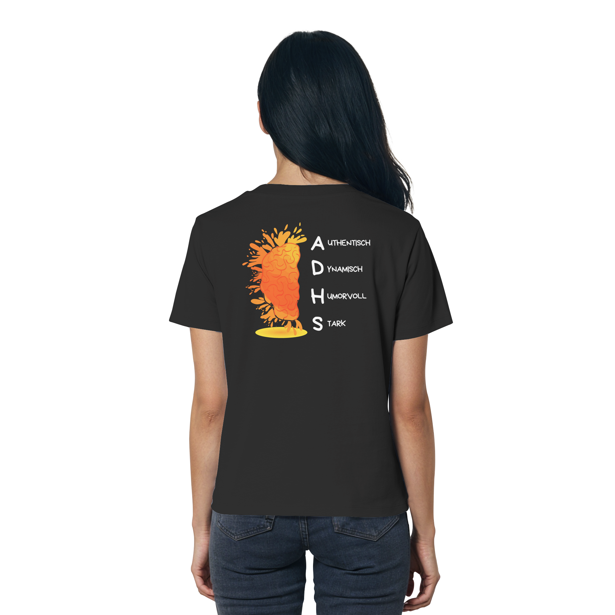 ADHS Authentisch Dynamisch Humorvoll Stark Backprint - Ladies Organic Shirt
