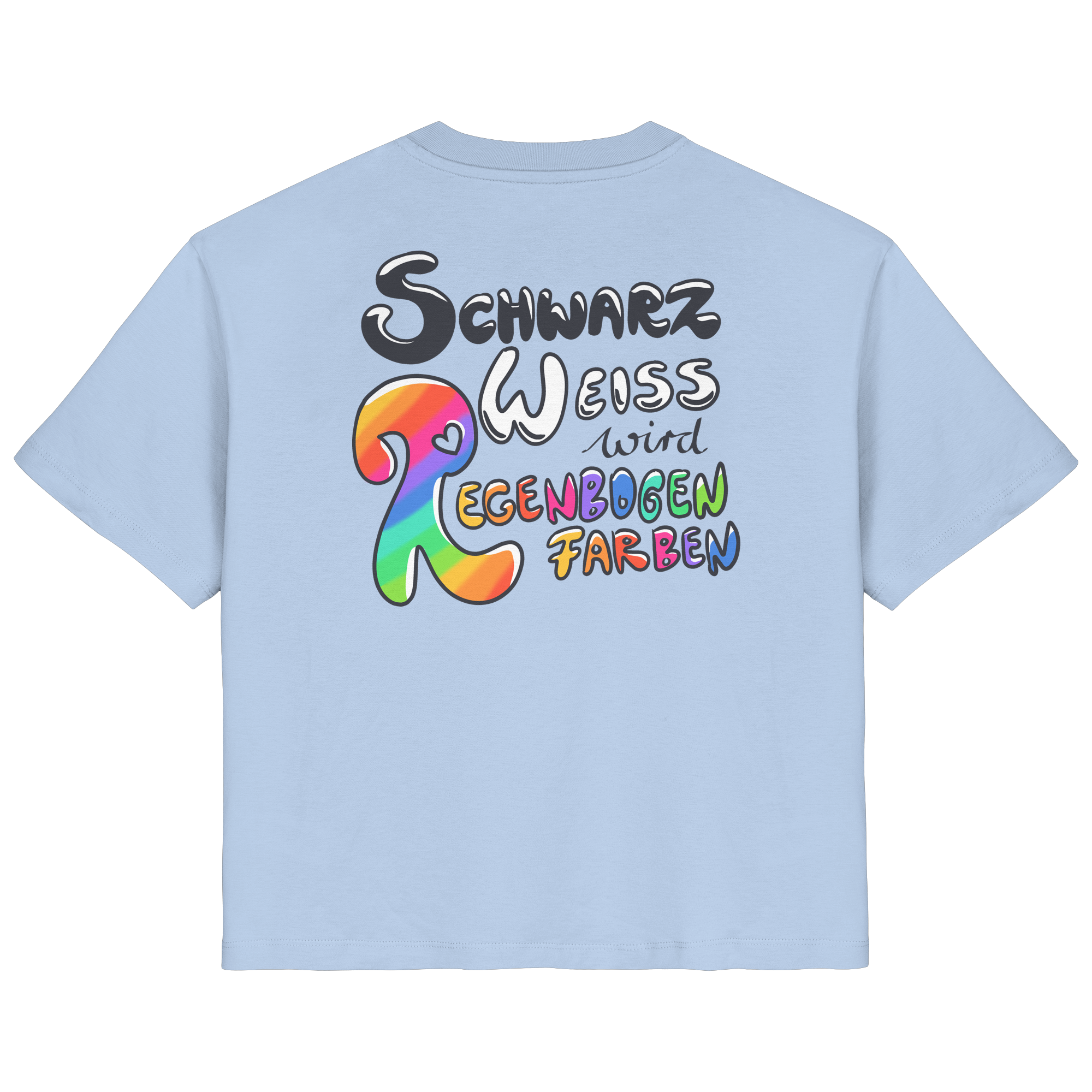 Schwarz Weiß wird Regenbogen Farben Backprint (hell) - Ladies Organic Shirt