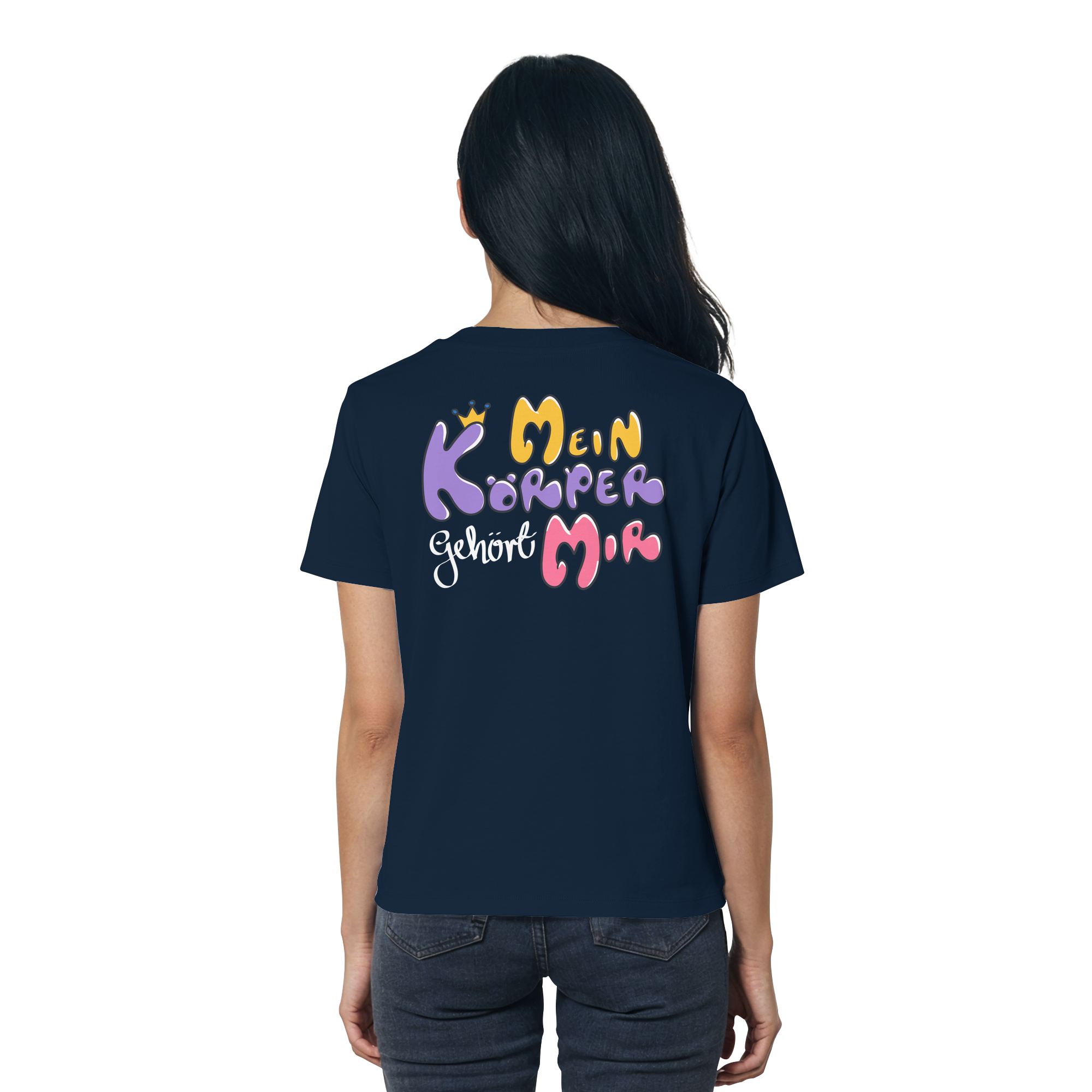 Survivor Queens Logo mit "Mein Körper gehört mir" Backprint (dunkel) - Ladies Organic Shirt
