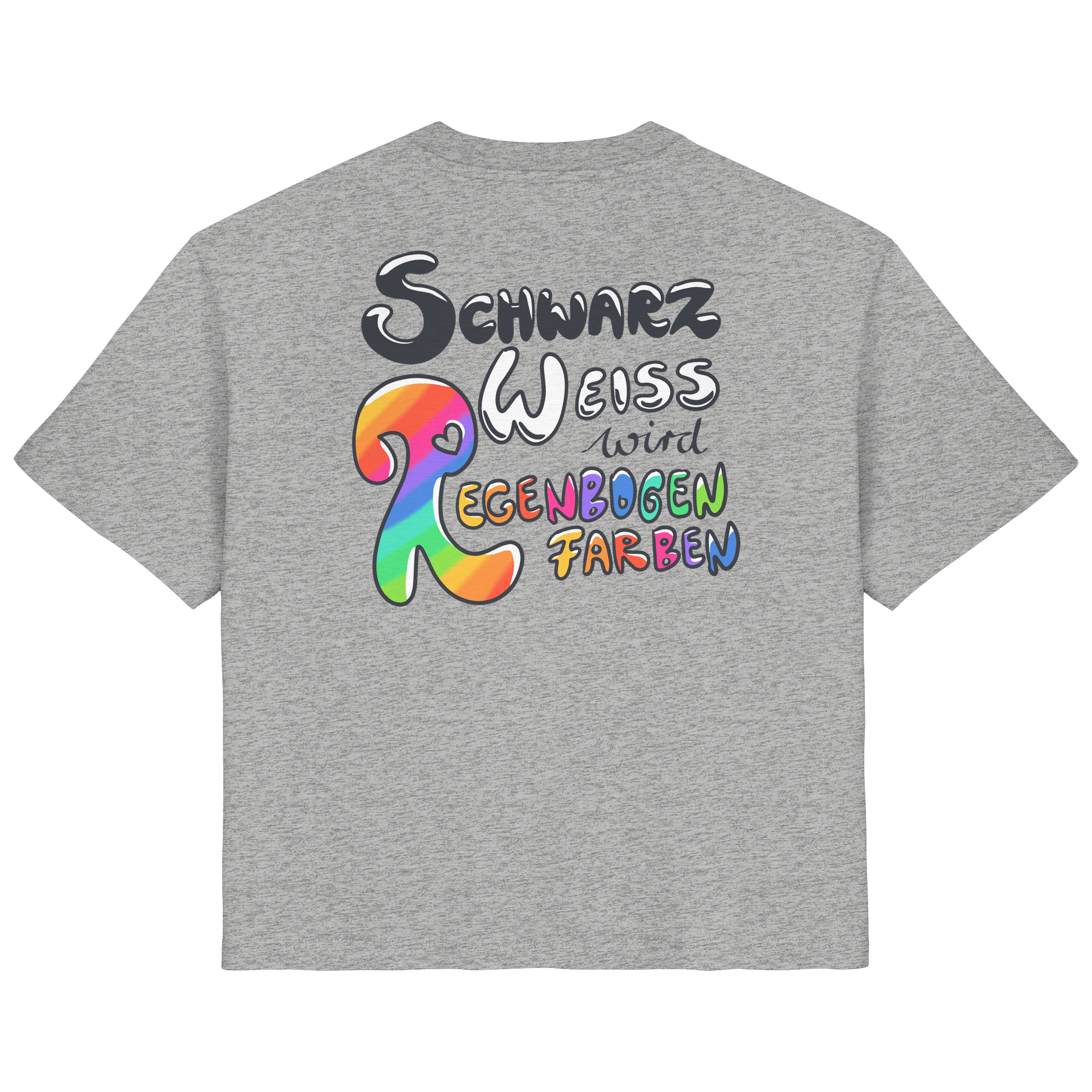 Schwarz Weiß wird Regenbogen Farben Backprint (hell) - Ladies Organic Shirt