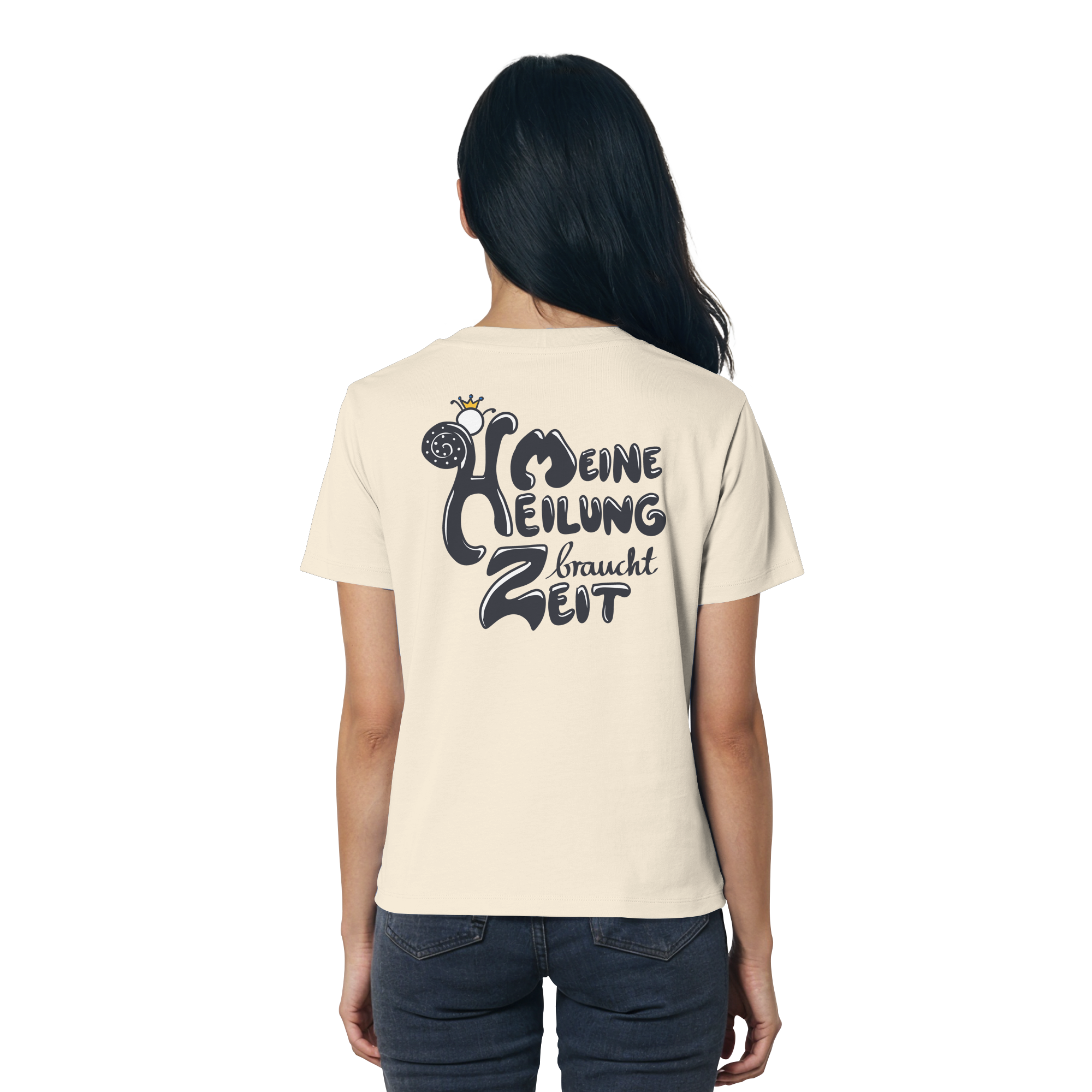 Meine Heilung braucht Zeit "Schwarze Edition" Backprint - Ladies Organic Shirt