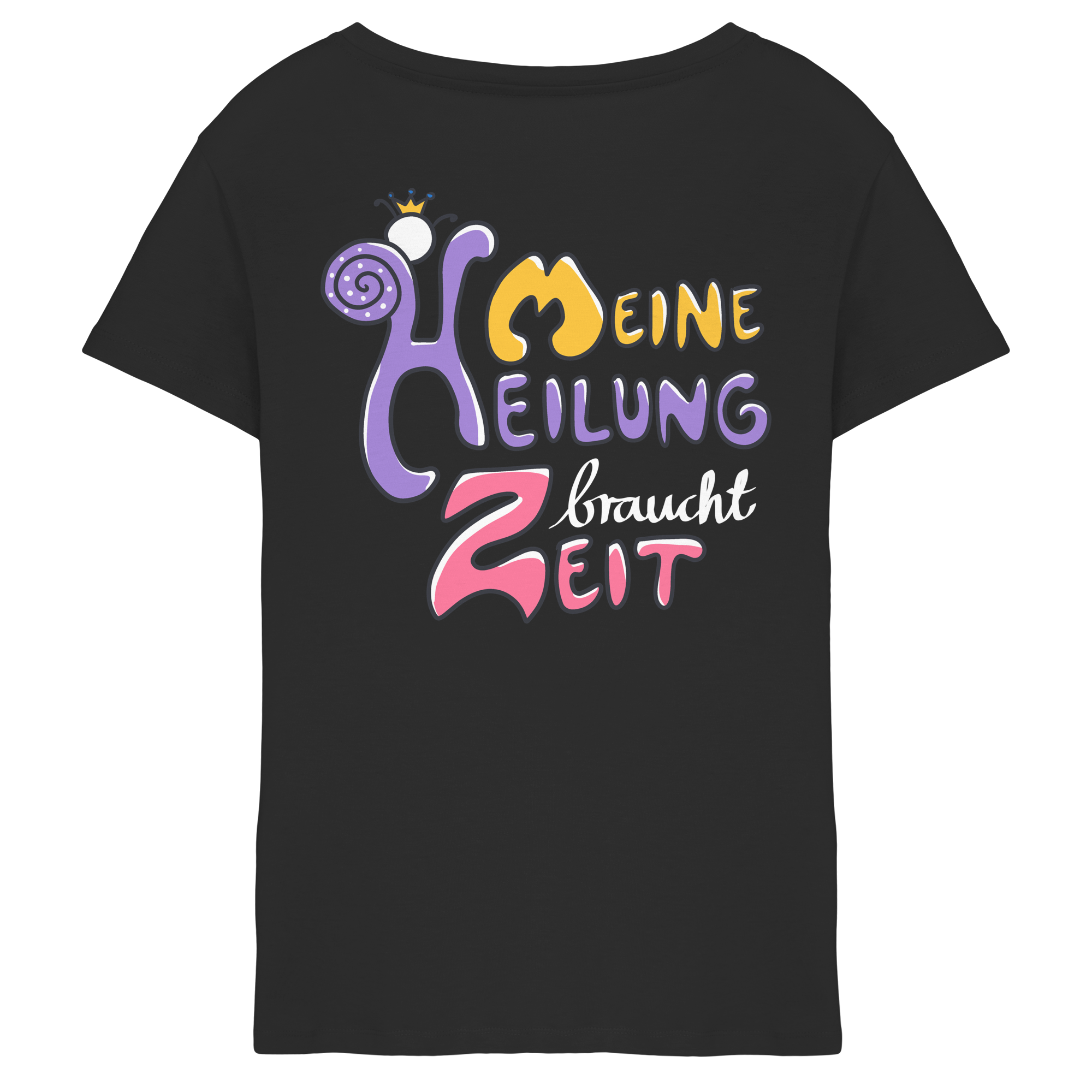 Meine Heilung braucht Zeit "Bunte Edition" Backprint - Ladies V-Neck Shirt