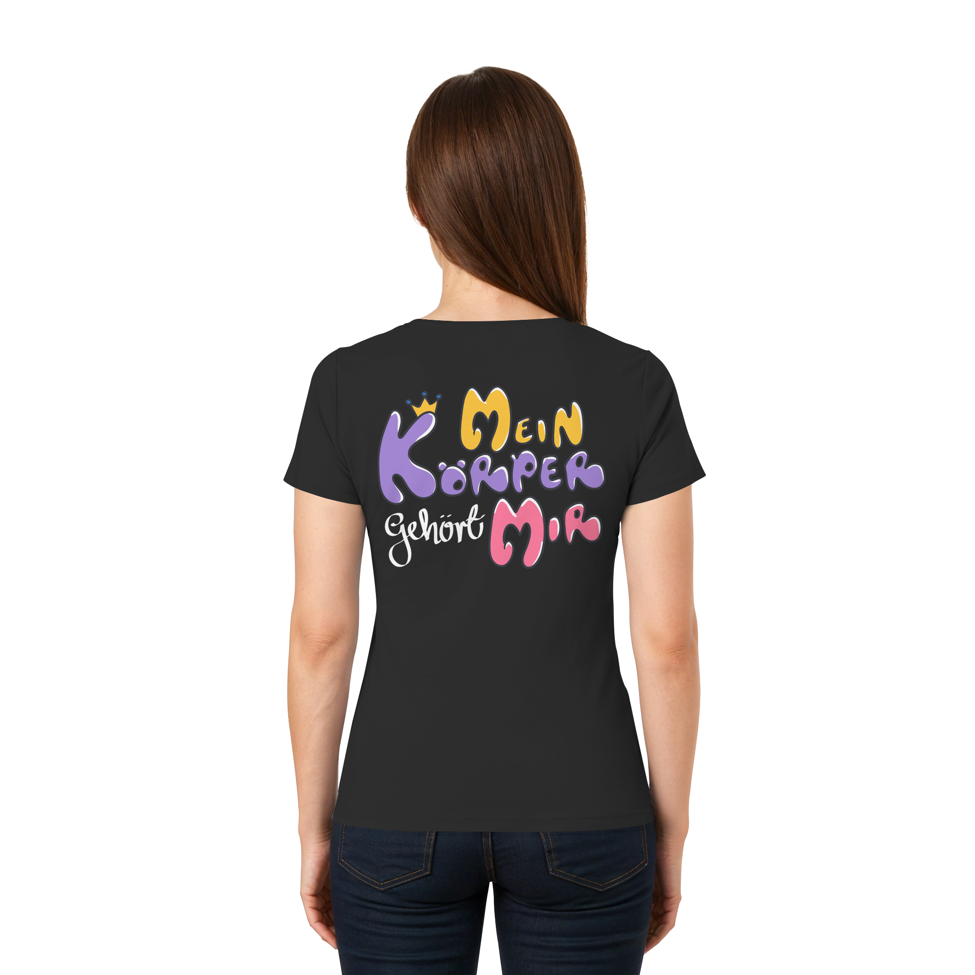 Mein Körper gehört mir "Bunte Edition" Backprint - Ladies V-Neck Shirt
