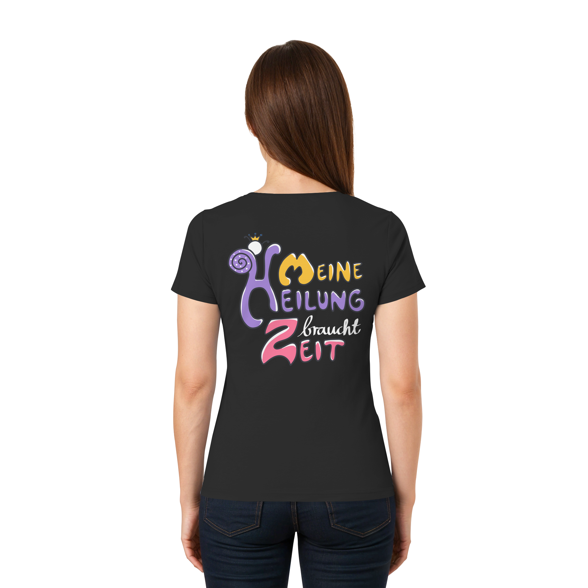 Meine Heilung braucht Zeit "Bunte Edition" Backprint - Ladies V-Neck Shirt