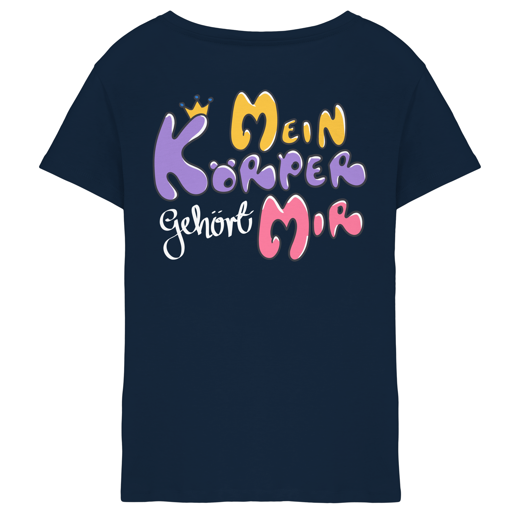 Survivor Queens Logo mit "Mein Körper gehört mir" Backprint (dunkel) - Ladies V-Neck Shirt