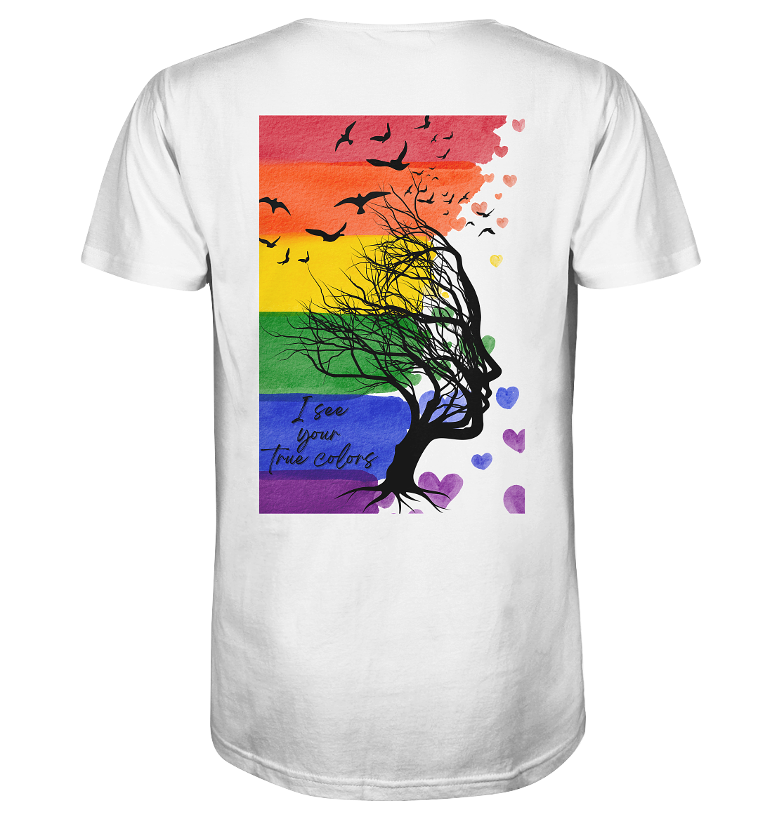 I see your True colors Backprint - Mens Organic V-Neck Shirt