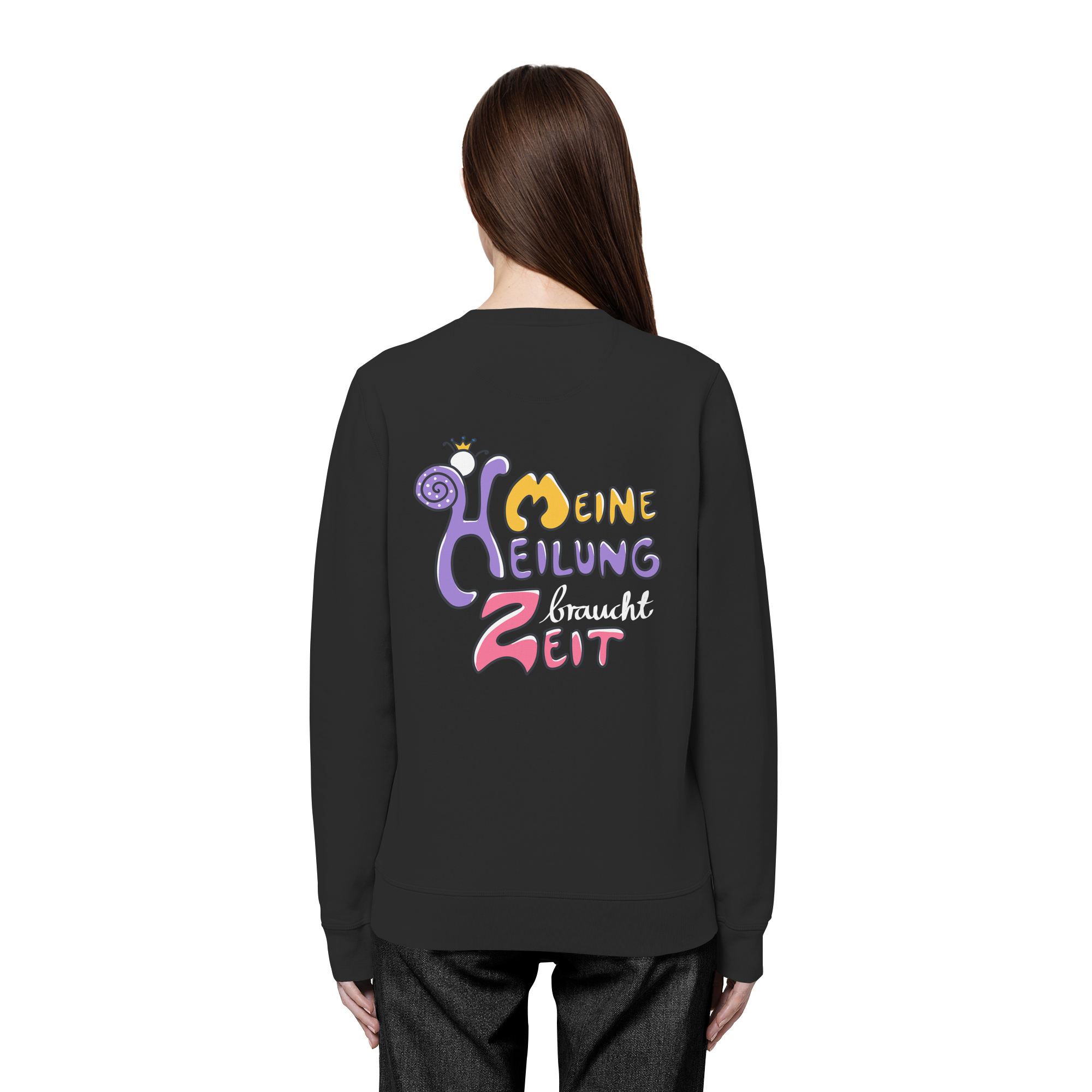 Meine Heilung braucht Zeit "Bunte Edition" Backprint - Organic Basic Unisex Sweatshirt