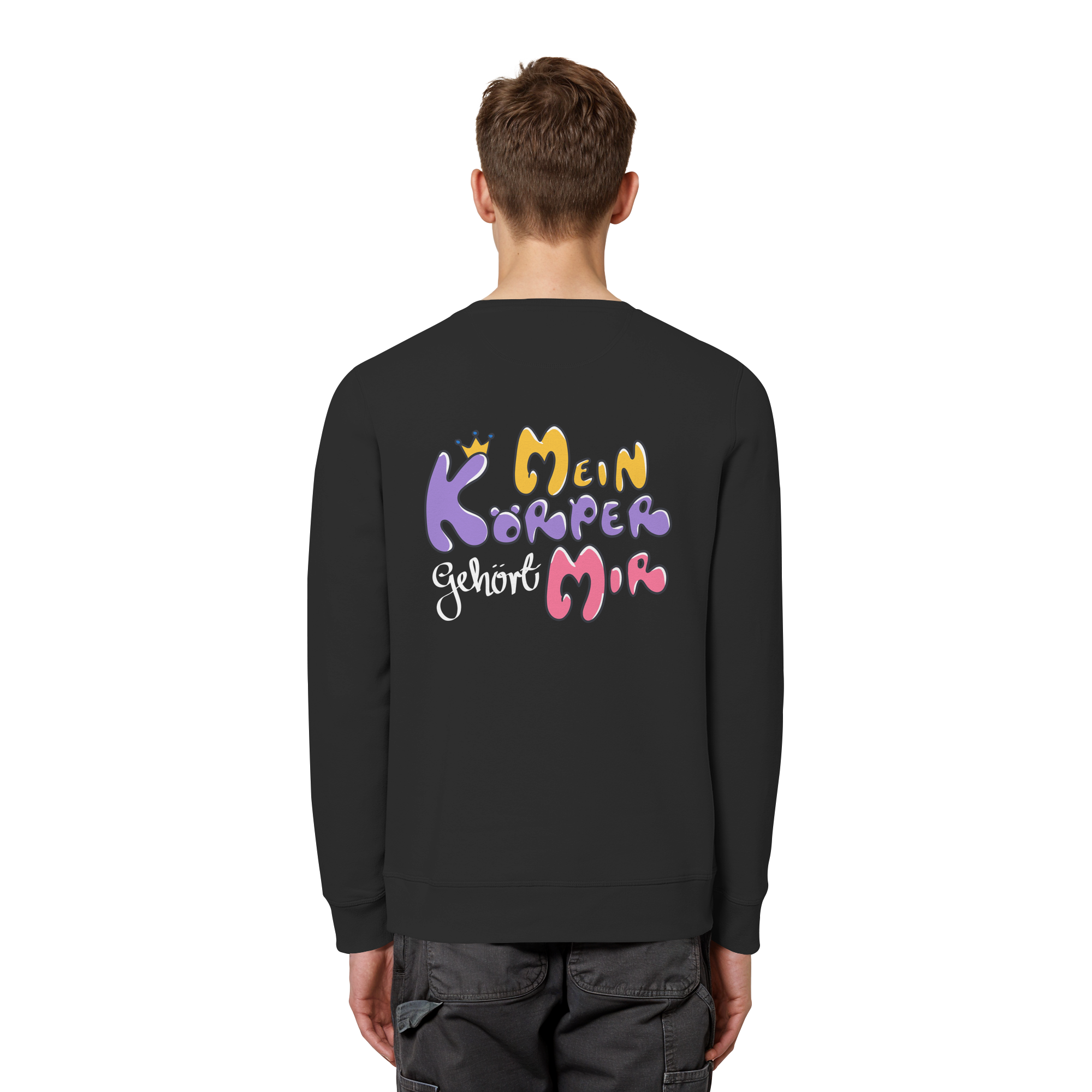 Survivor Queens Logo mit "Mein Körper gehört mir" Backprint (dunkel) - Organic Basic Unisex Sweatshirt