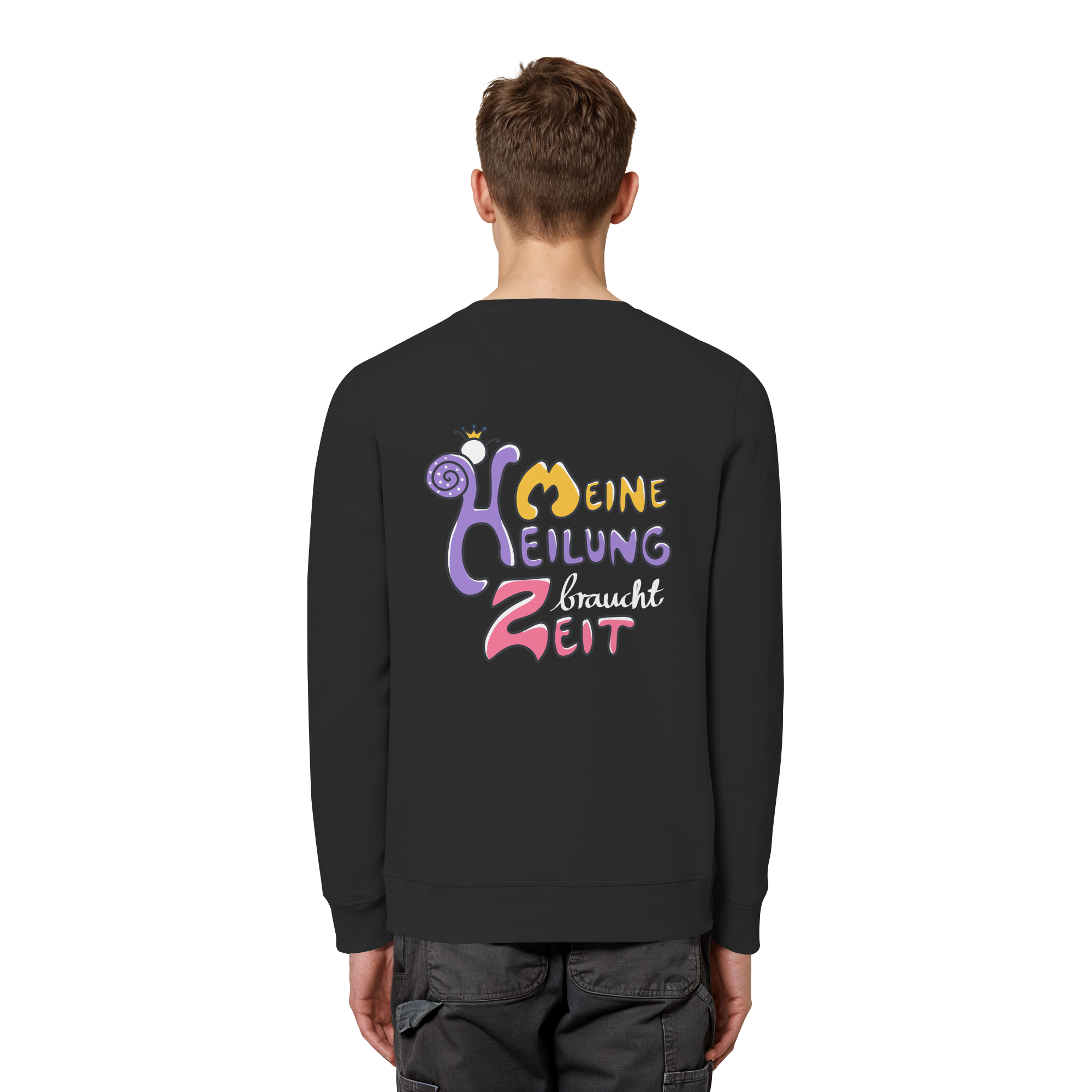 Meine Heilung braucht Zeit "Bunte Edition" Backprint - Organic Basic Unisex Sweatshirt