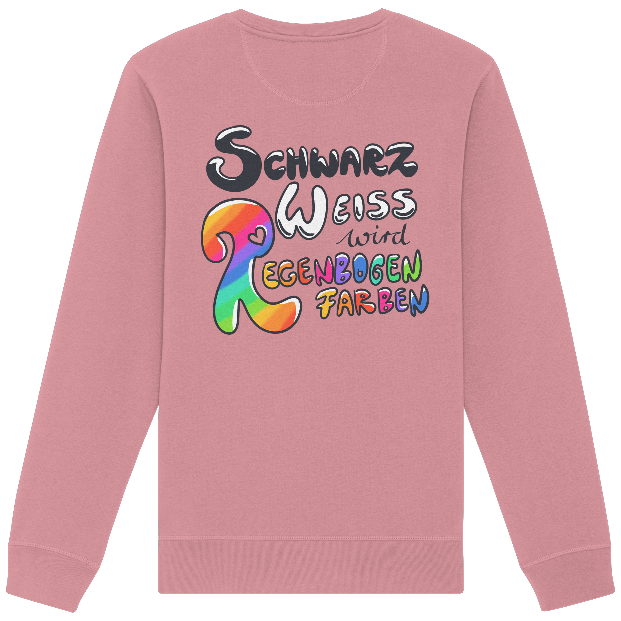 Schwarz Weiß wird Regenbogen Farben Backprint (hell) - Organic Basic Unisex Sweatshirt