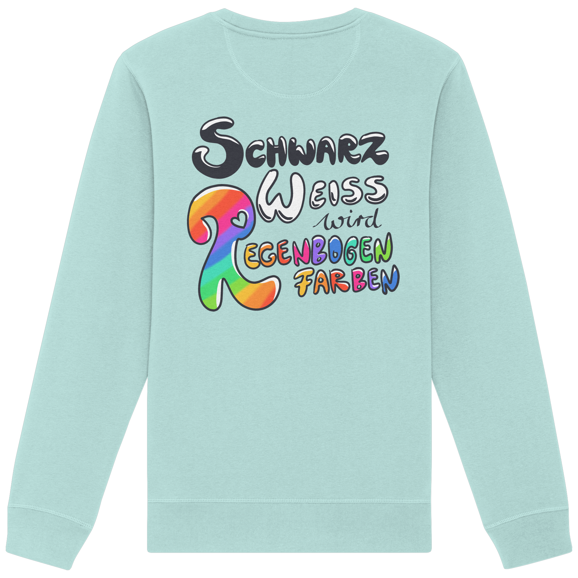 Schwarz Weiß wird Regenbogen Farben Backprint (hell) - Organic Basic Unisex Sweatshirt