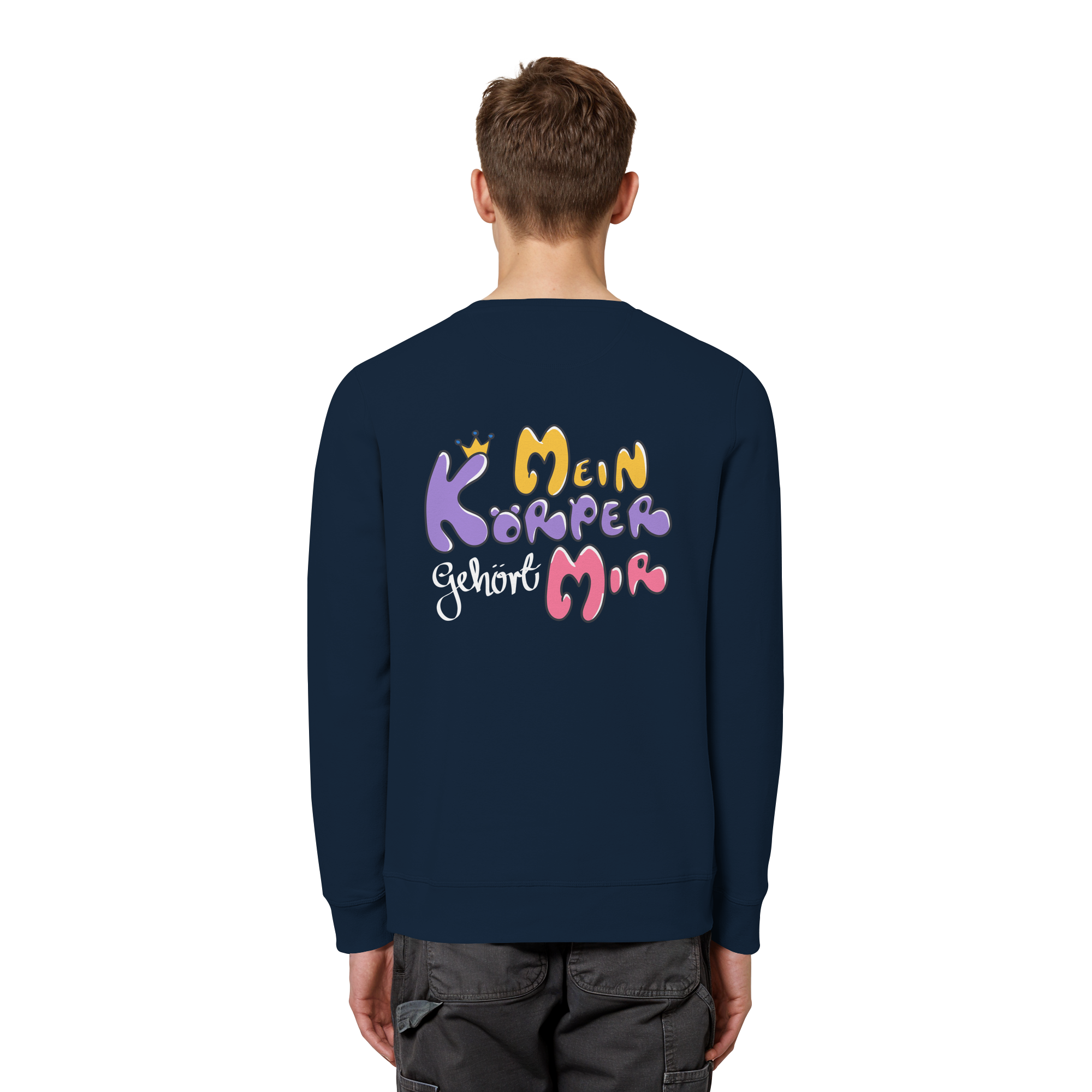 Survivor Queens Logo mit "Mein Körper gehört mir" Backprint (dunkel) - Organic Basic Unisex Sweatshirt