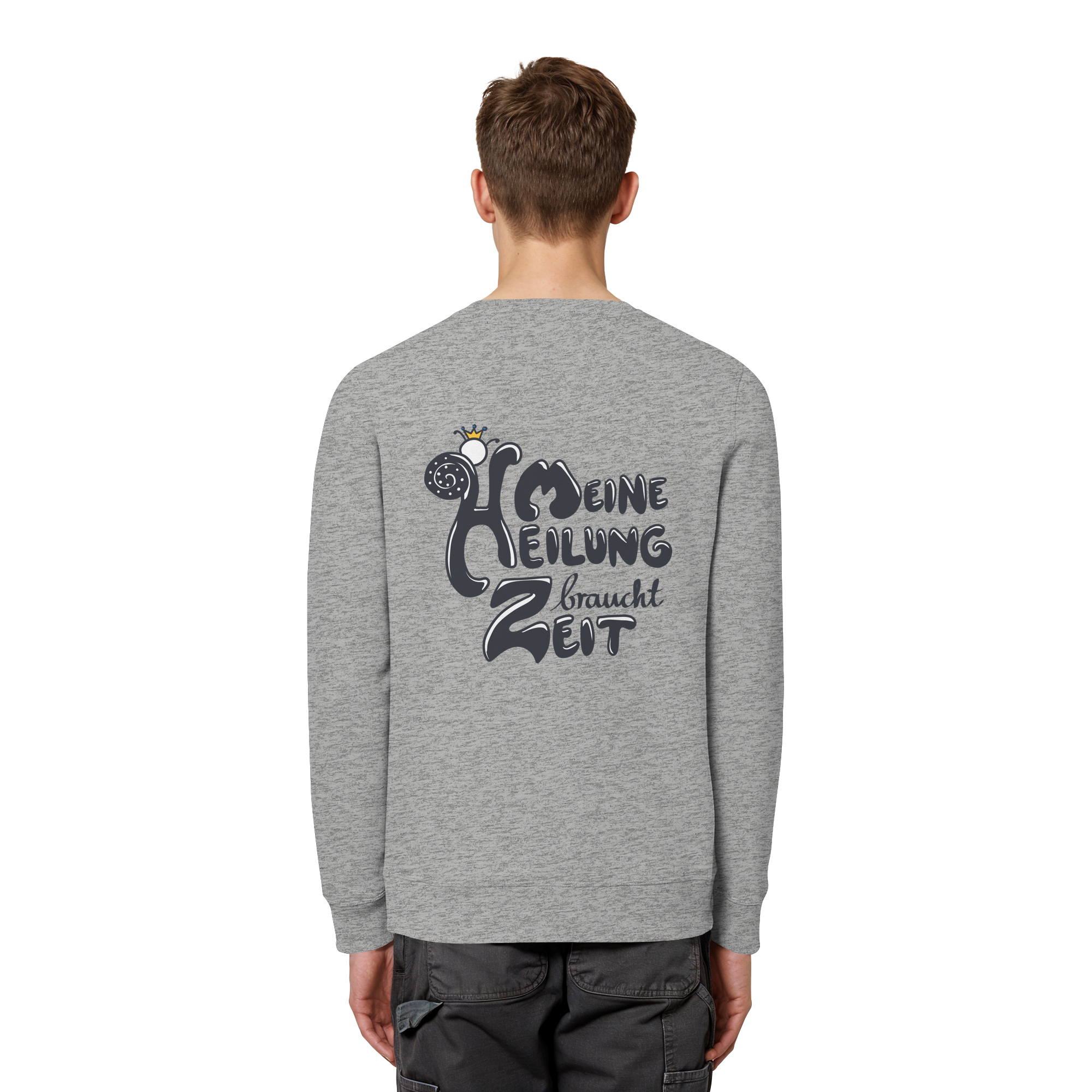 Meine Heilung braucht Zeit "Schwarze Edition" Backprint - Organic Basic Unisex Sweatshirt