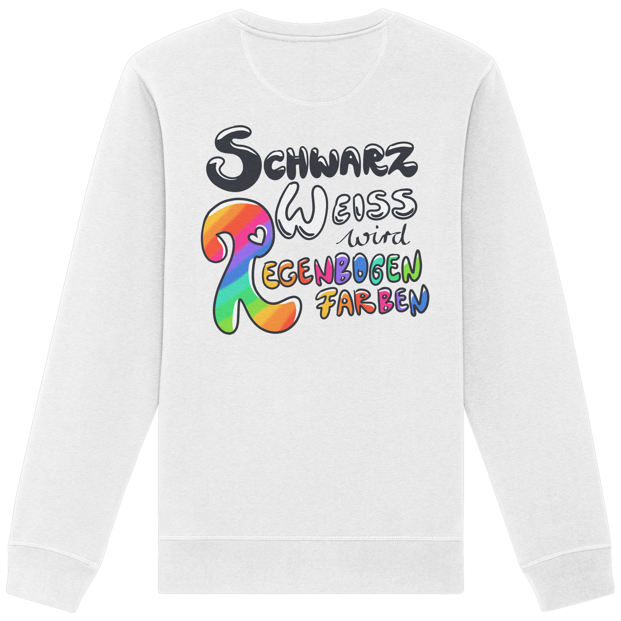 Schwarz Weiß wird Regenbogen Farben Backprint (hell) - Organic Basic Unisex Sweatshirt