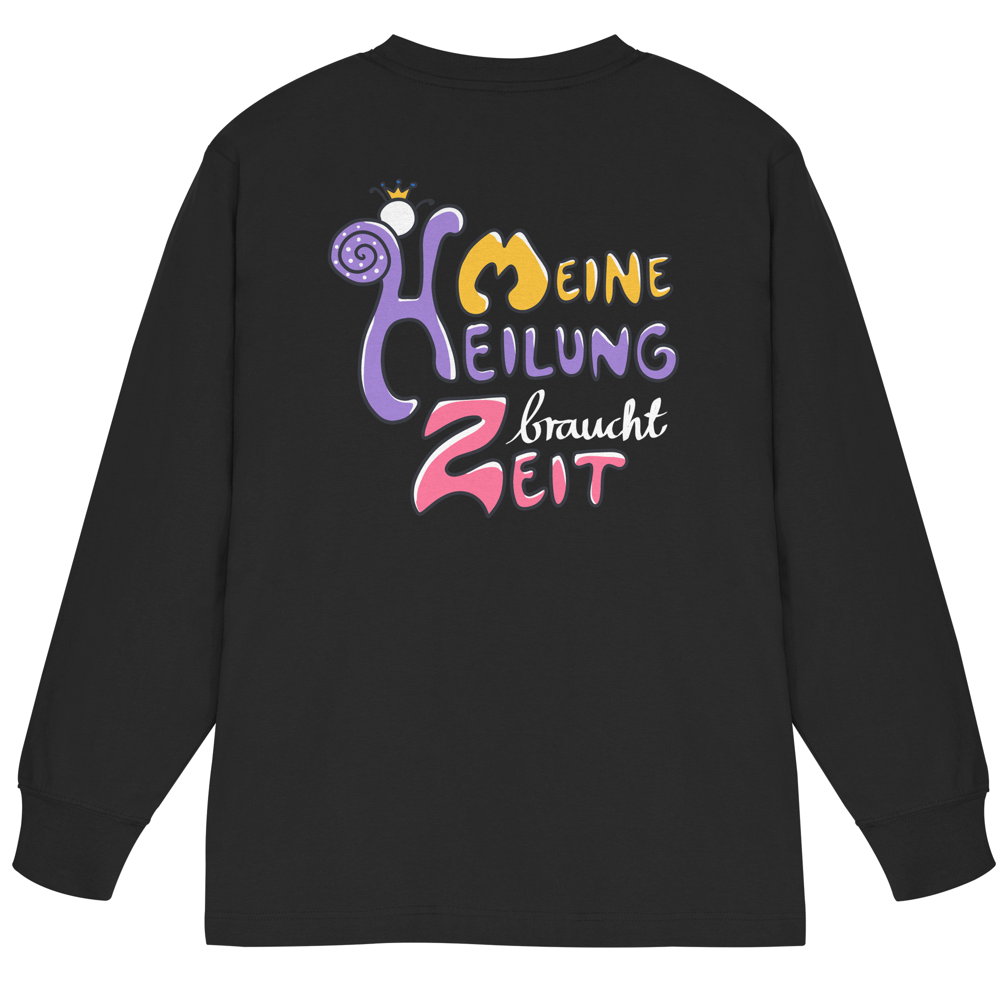 Meine Heilung braucht Zeit "Bunte Edition" Backprint - Organic Heavy Oversized Longsleeve T-Shirt