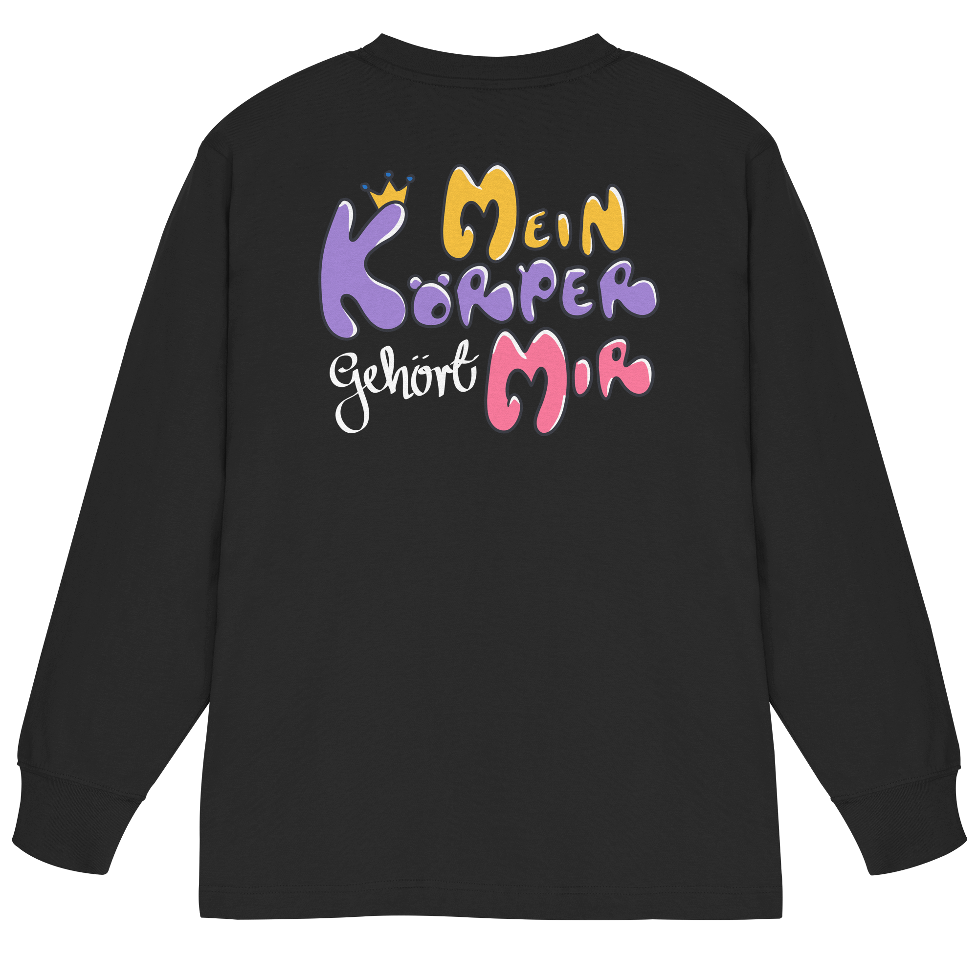 Survivor Queens Logo mit "Mein Körper gehört mir" Backprint (dunkel) - Organic Heavy Oversized Longsleeve T-Shirt