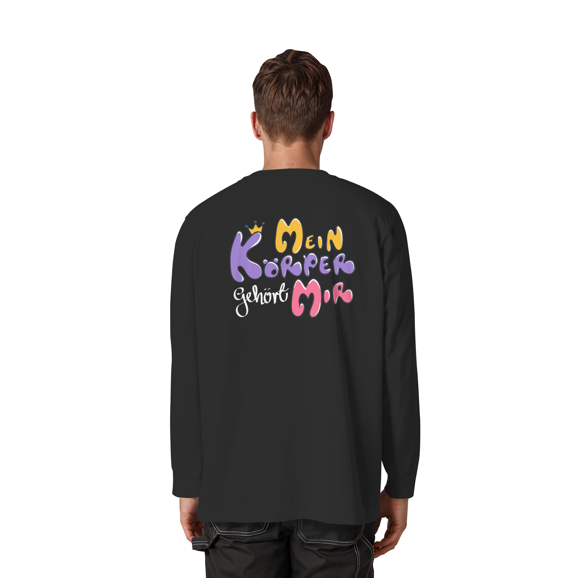 Survivor Queens Logo mit "Mein Körper gehört mir" Backprint (dunkel) - Organic Heavy Oversized Longsleeve T-Shirt