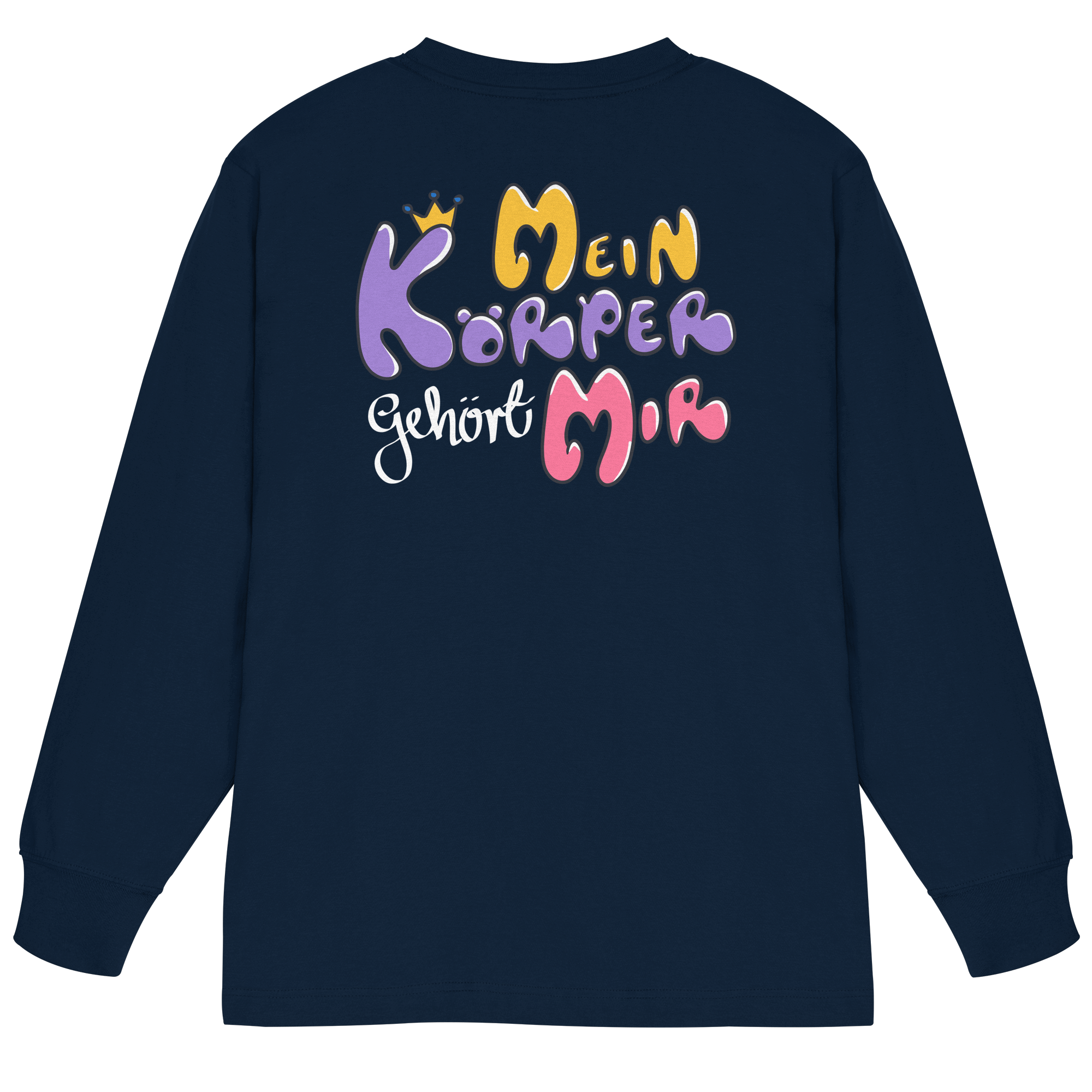 Survivor Queens Logo mit "Mein Körper gehört mir" Backprint (dunkel) - Organic Heavy Oversized Longsleeve T-Shirt