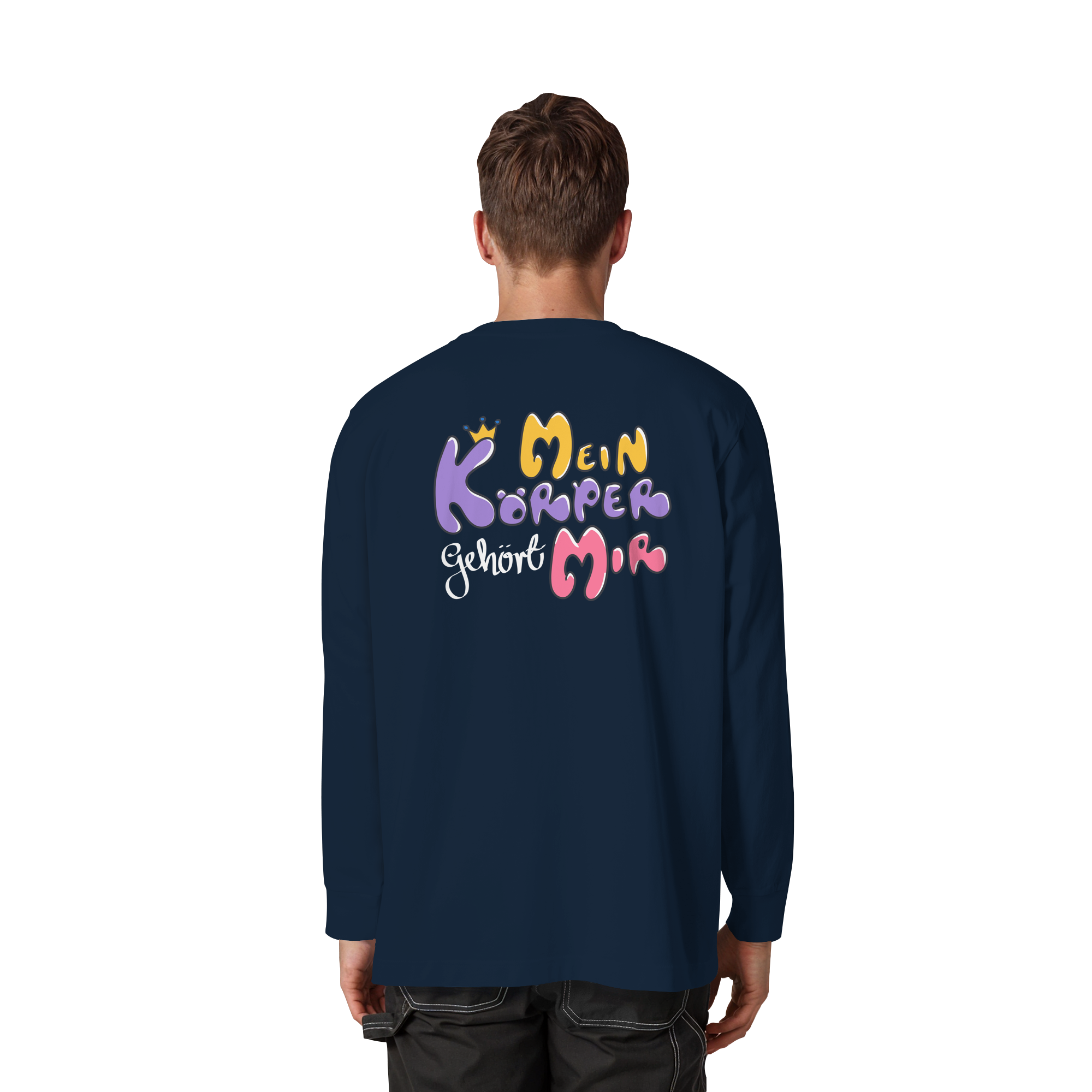 Survivor Queens Logo mit "Mein Körper gehört mir" Backprint (dunkel) - Organic Heavy Oversized Longsleeve T-Shirt