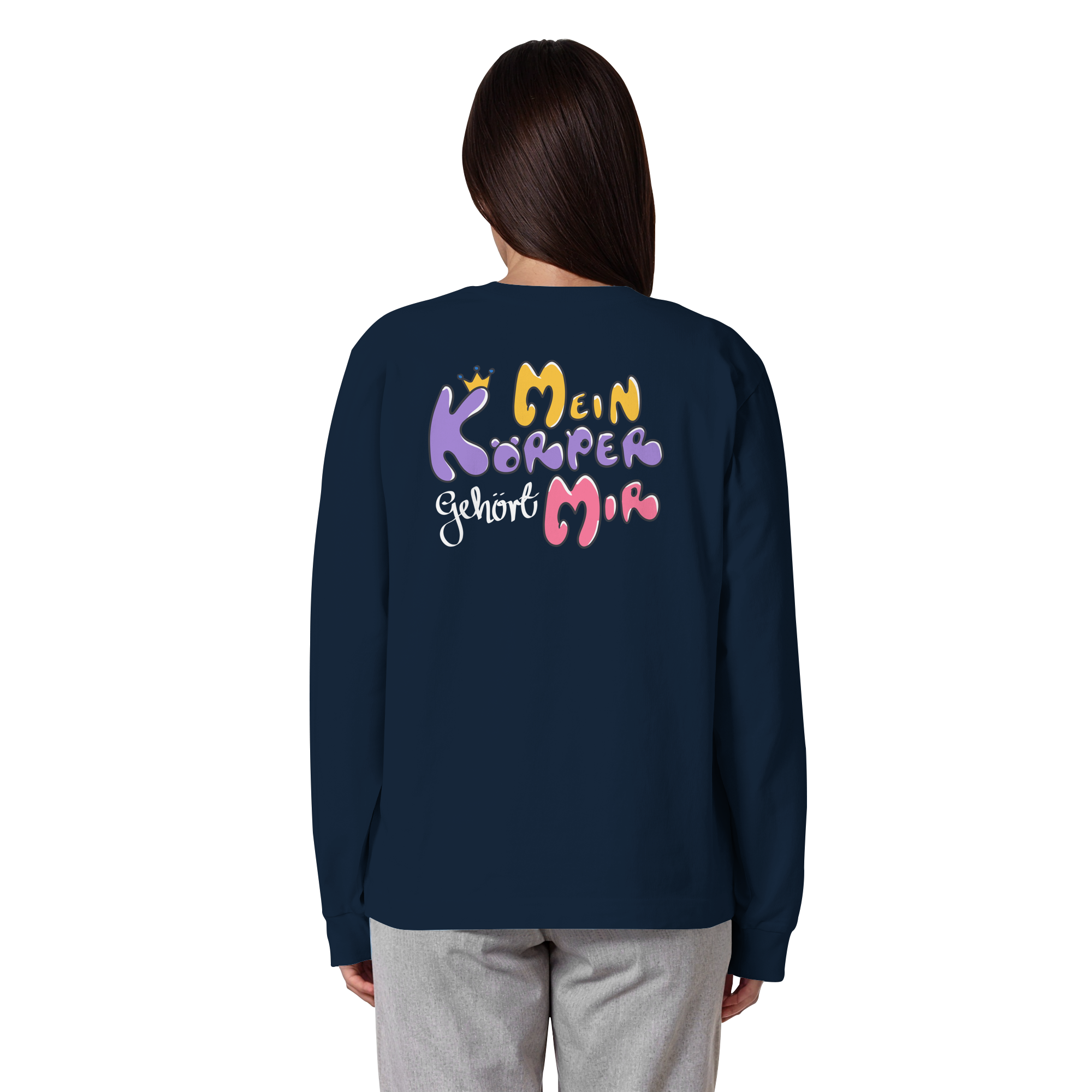 Survivor Queens Logo mit "Mein Körper gehört mir" Backprint (dunkel) - Organic Heavy Oversized Longsleeve T-Shirt