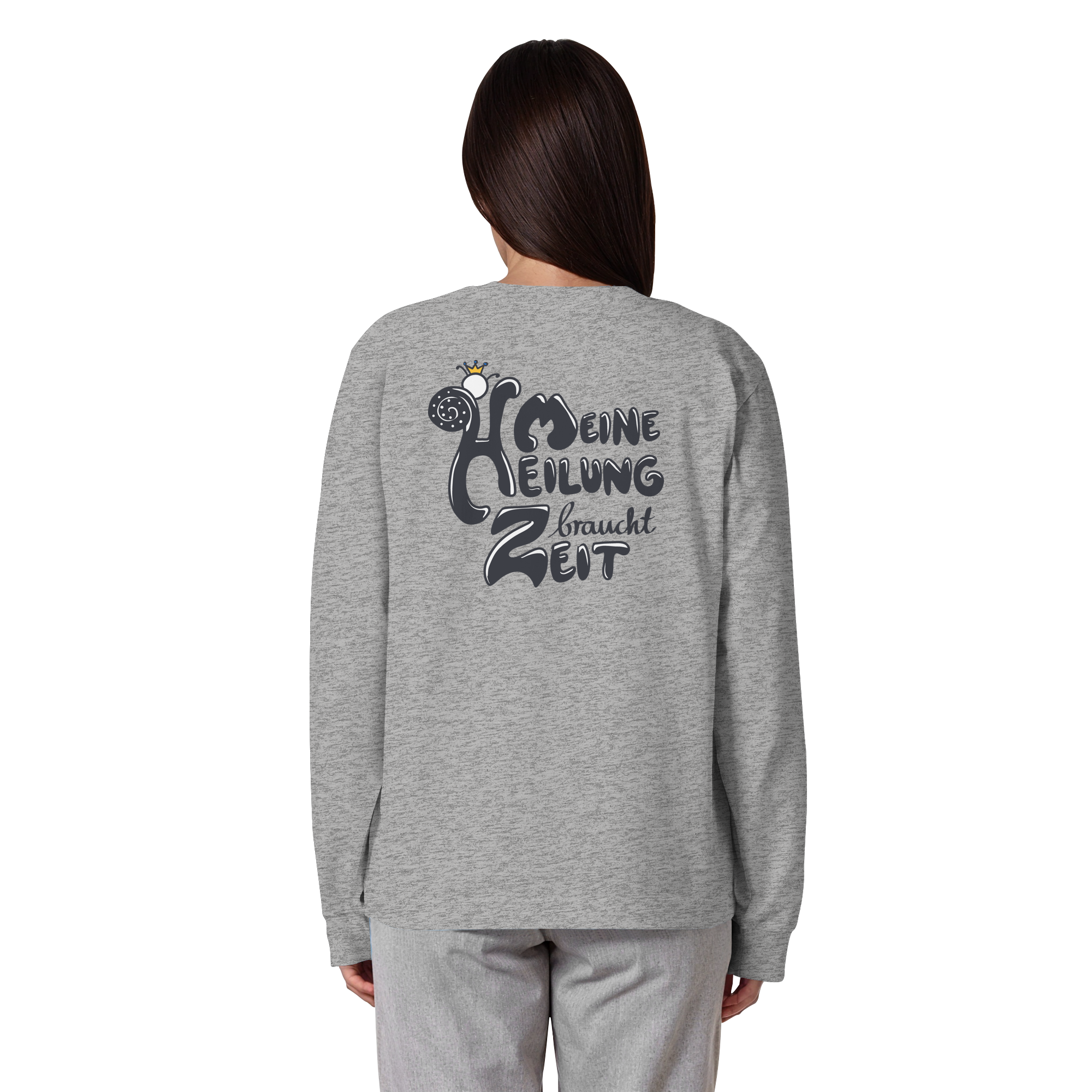 Meine Heilung braucht Zeit "Schwarze Edition" Backprint - Organic Heavy Oversized Longsleeve T-Shirt