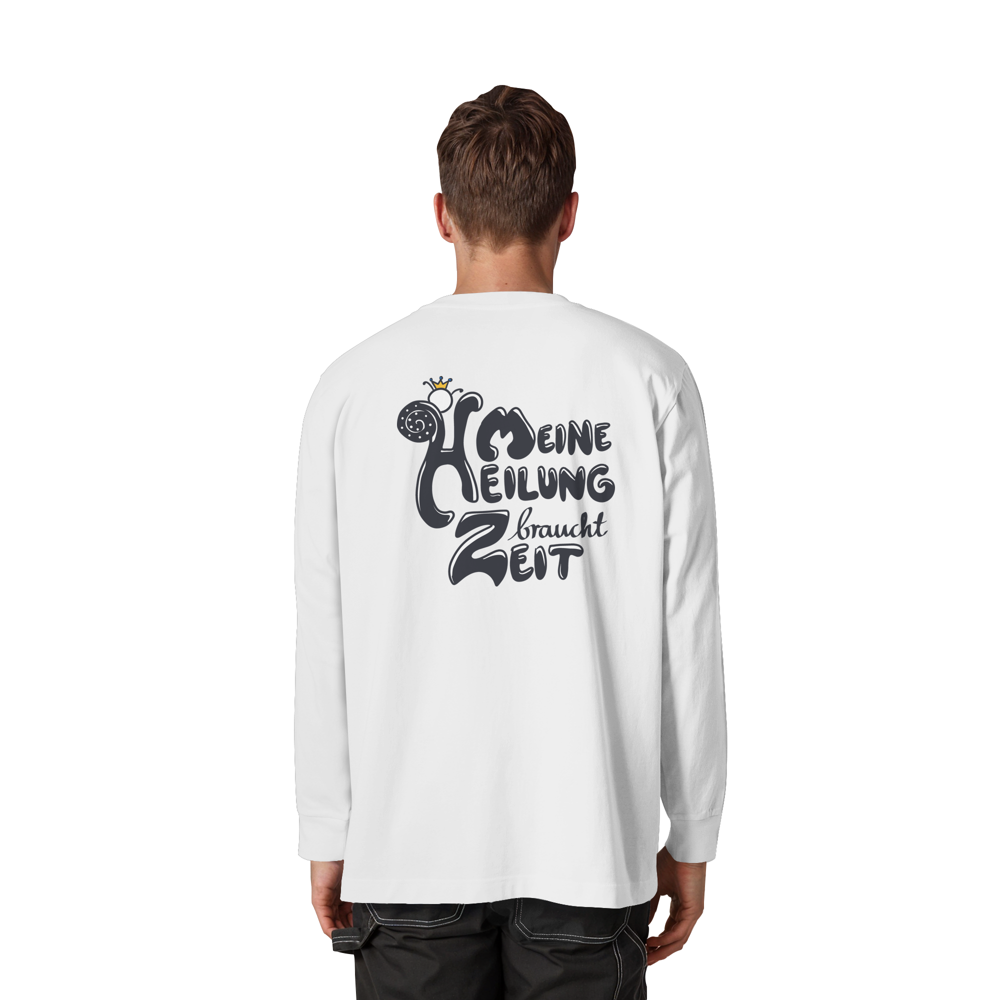 Meine Heilung braucht Zeit "Schwarze Edition" Backprint - Organic Heavy Oversized Longsleeve T-Shirt