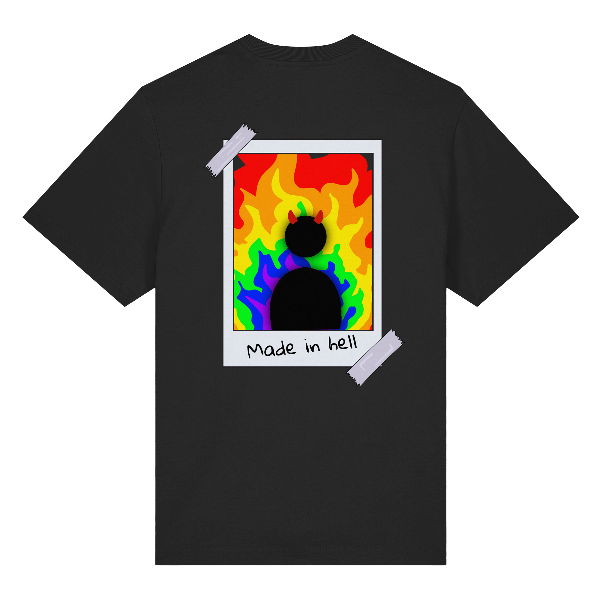 made in hell "Regenbogen Flammen Edition" Backprint - Organic Heavy T-Shirt