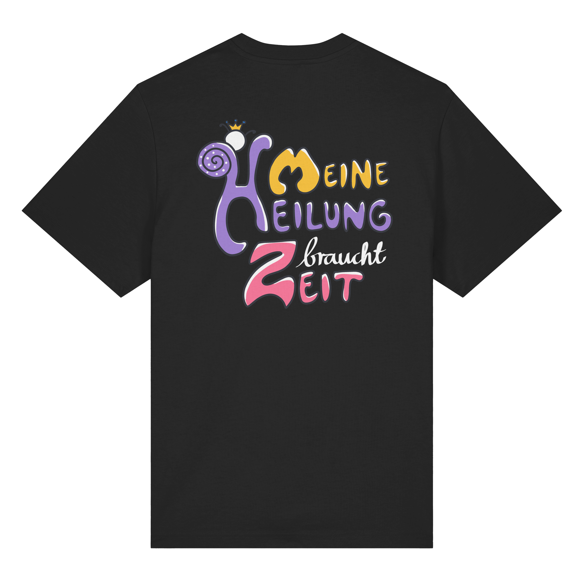 Meine Heilung braucht Zeit "Bunte Edition" Backprint - Organic Heavy T-Shirt