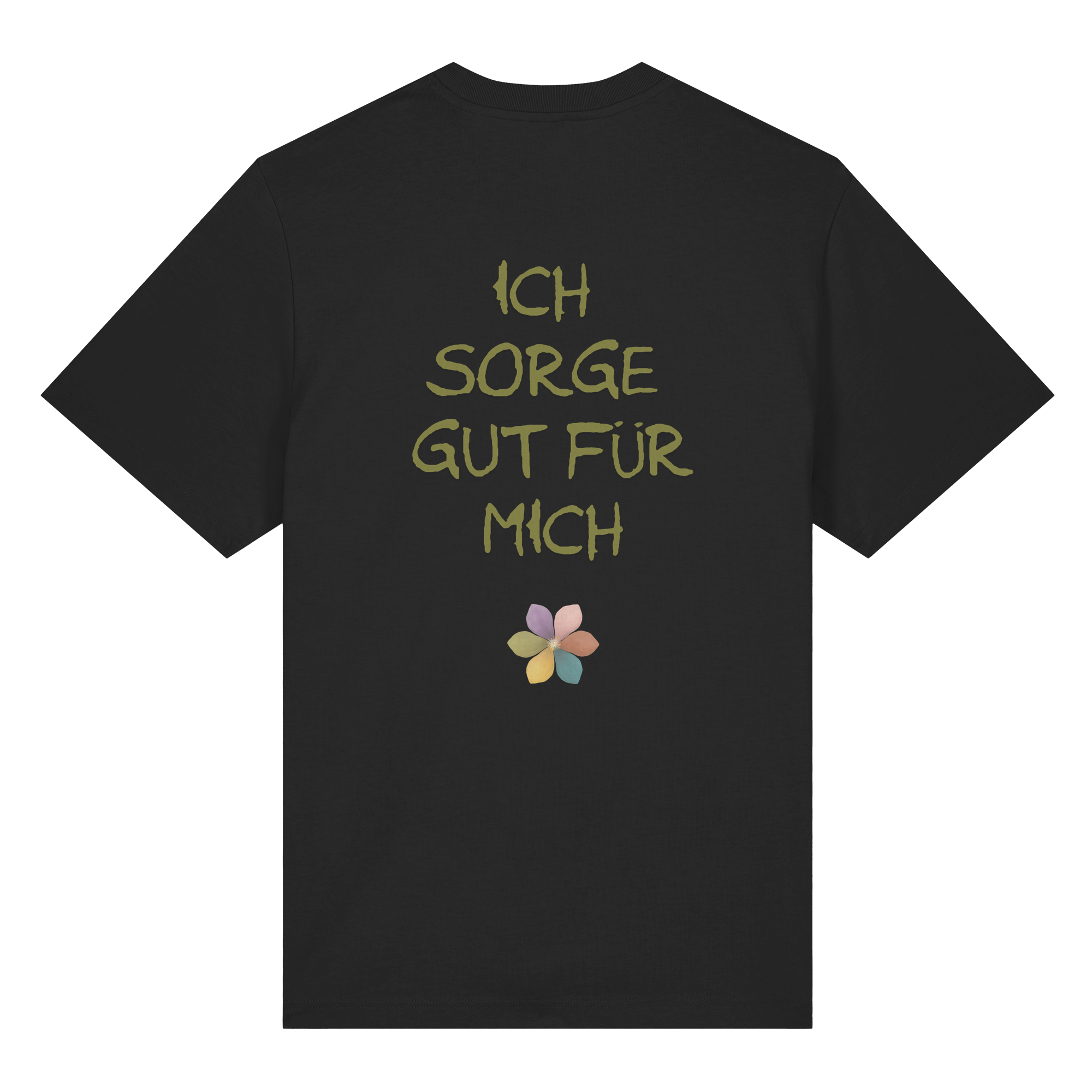 Ich sorge gut für mich "Achtsamkeitsblüte Edition" Backprint - Organic Heavy T-Shirt