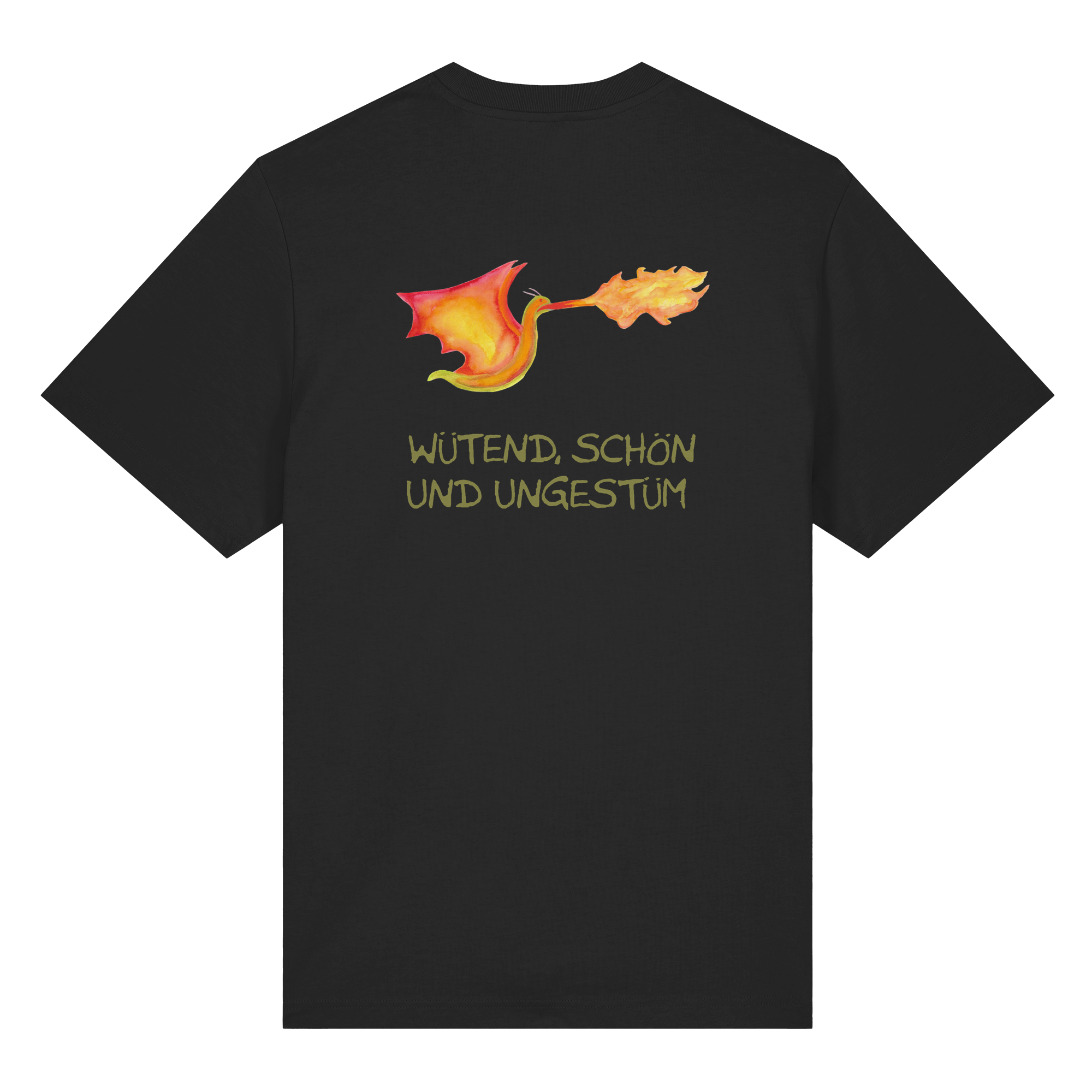 Wütend, schön und ungestüm "Jona Flammen Edition" Backprint - Organic Heavy T-Shirt
