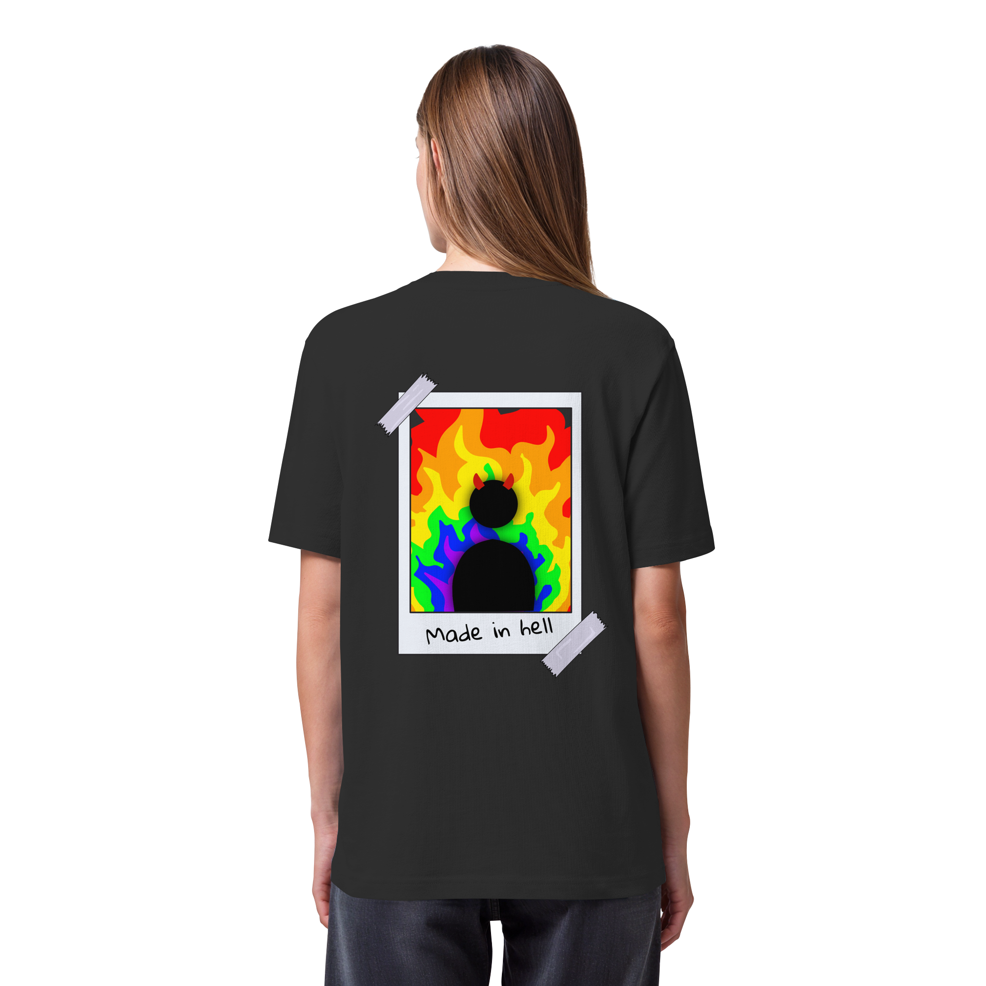 made in hell "Regenbogen Flammen Edition" Backprint - Organic Heavy T-Shirt