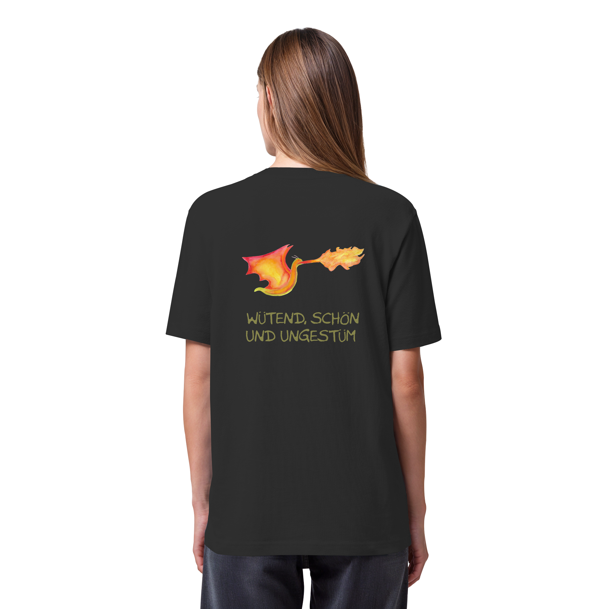 Wütend, schön und ungestüm "Jona Flammen Edition" Backprint - Organic Heavy T-Shirt