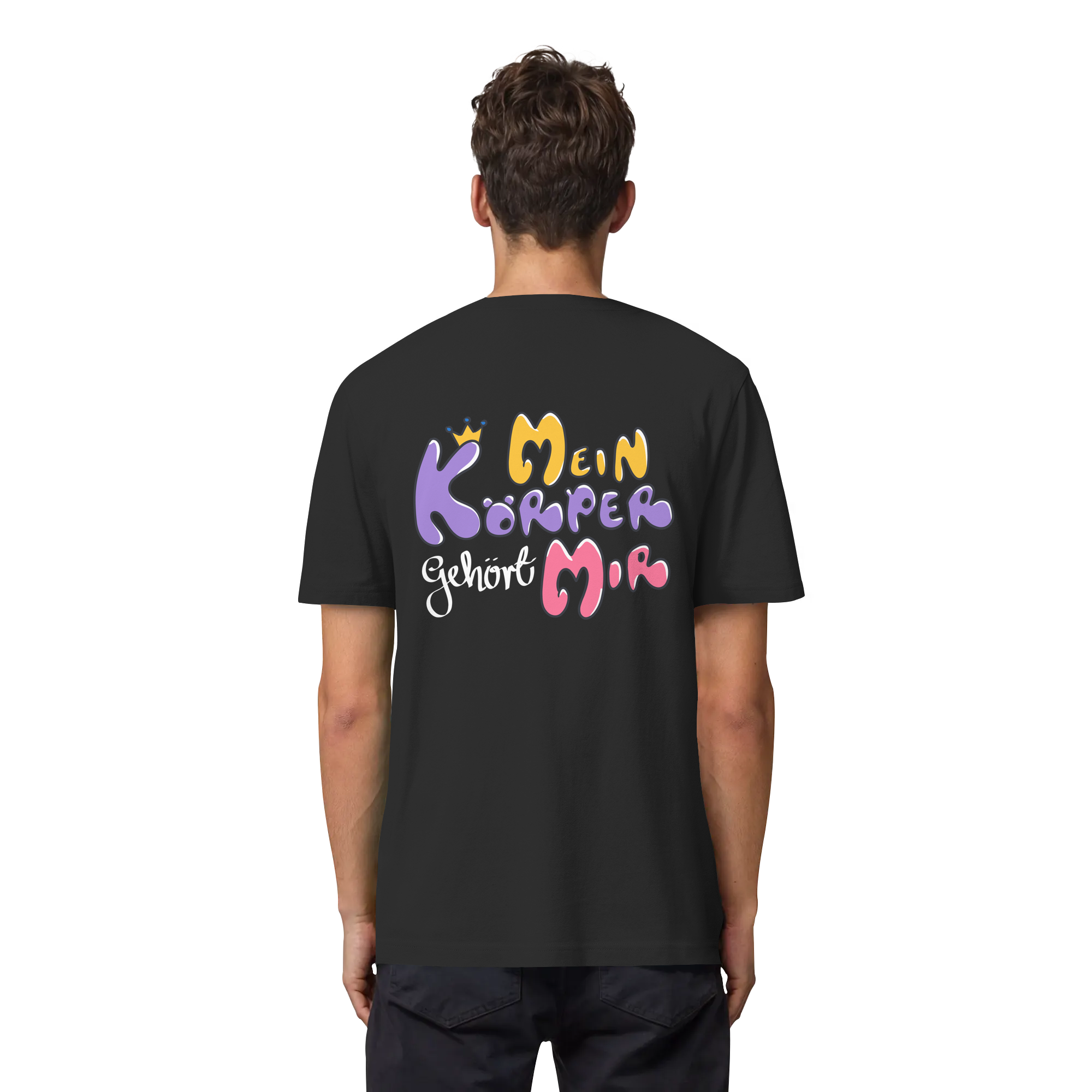 Survivor Queens Logo mit "Mein Körper gehört mir" Backprint (dunkel) - Organic Heavy T-Shirt