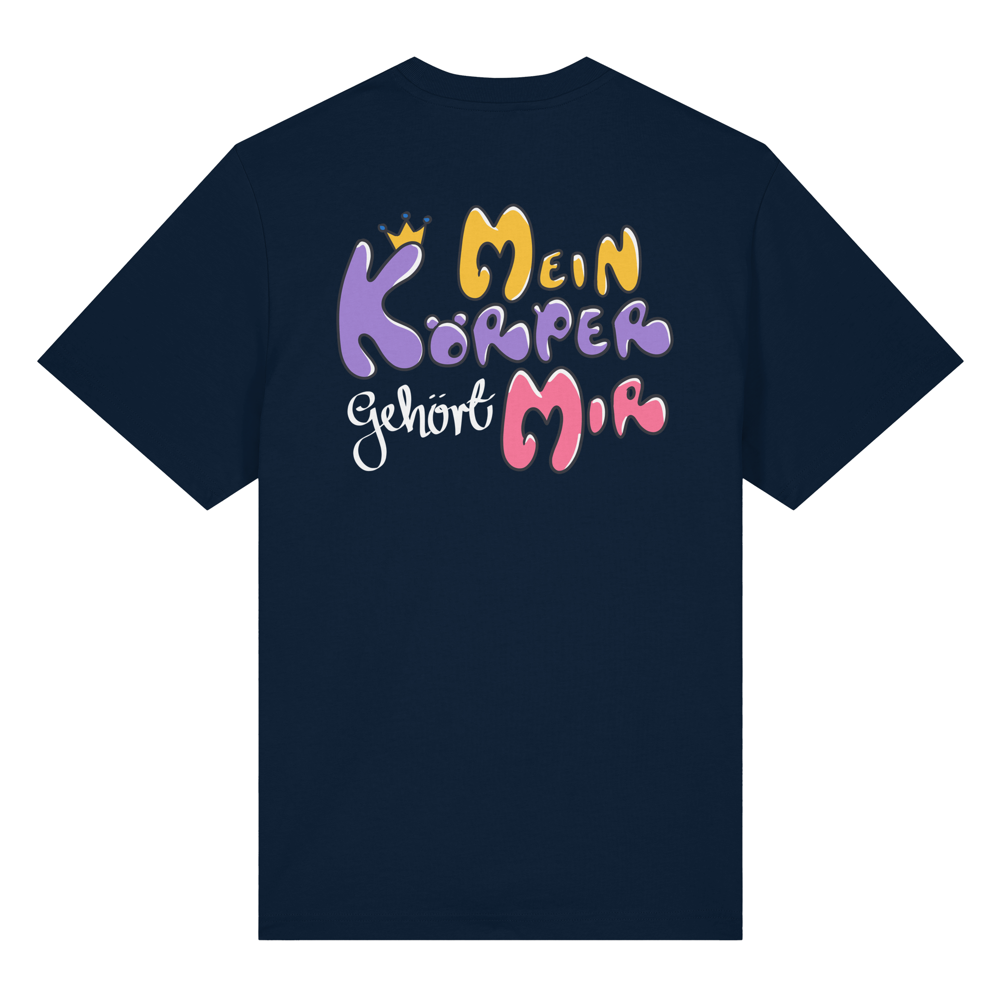 Survivor Queens Logo mit "Mein Körper gehört mir" Backprint (dunkel) - Organic Heavy T-Shirt