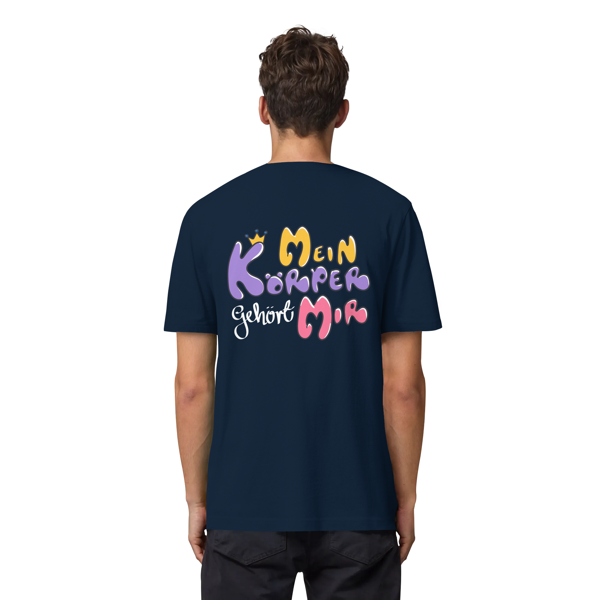 Survivor Queens Logo mit "Mein Körper gehört mir" Backprint (dunkel) - Organic Heavy T-Shirt