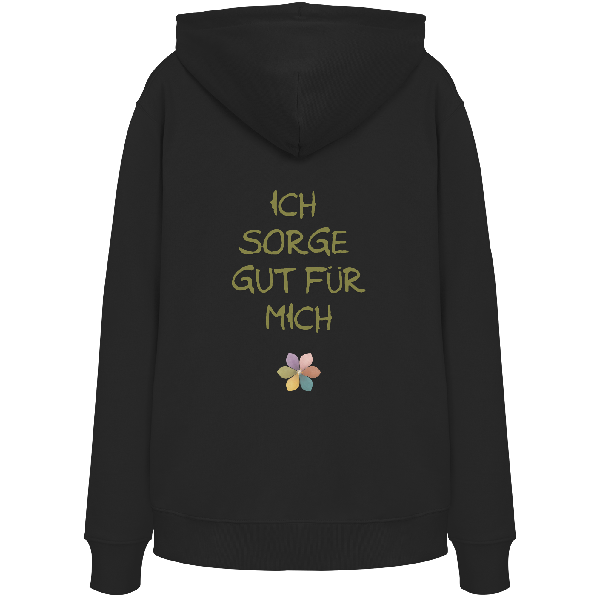 Ich sorge gut für mich "Achtsamkeitsblüte Edition" Backprint - Organic Hoodie