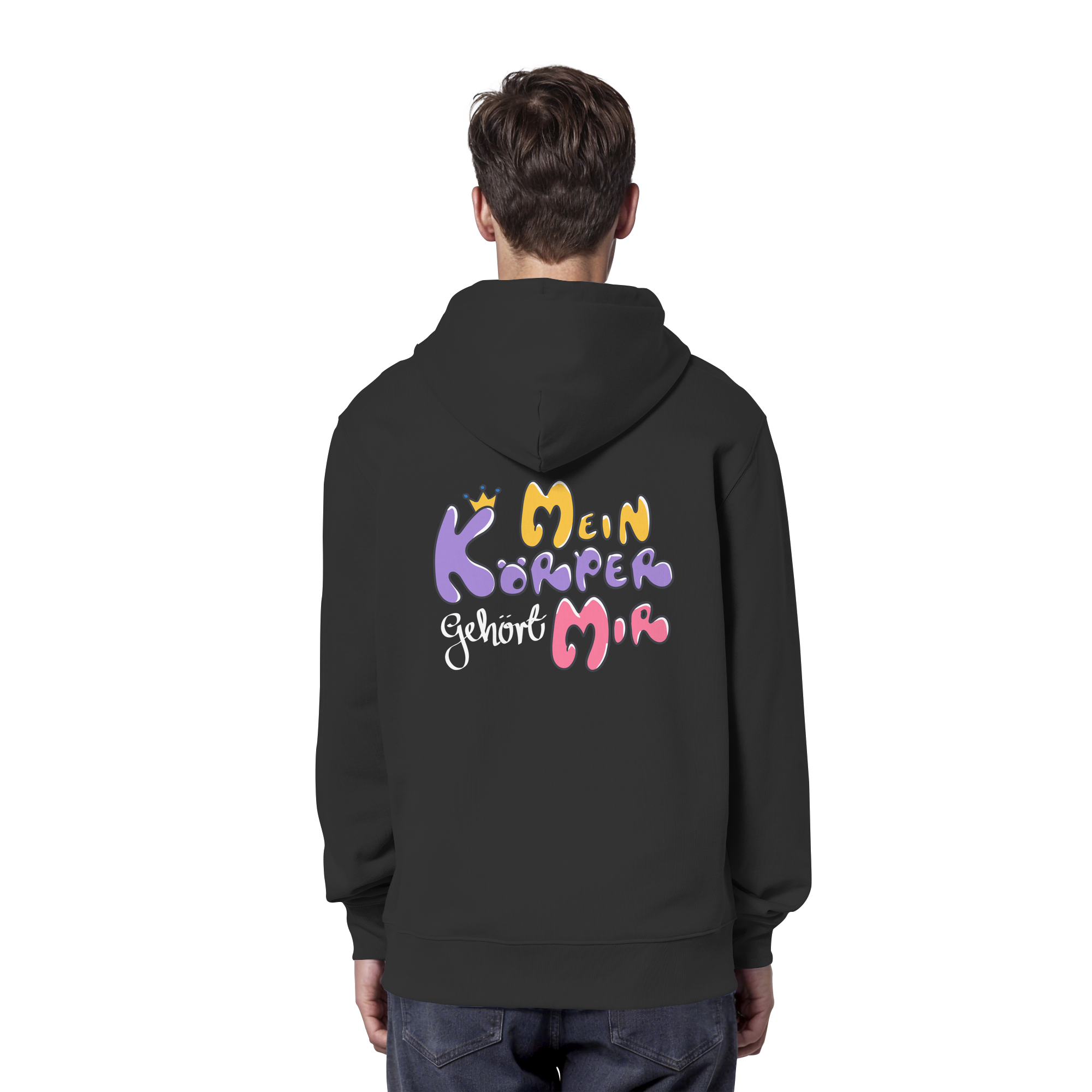 Survivor Queens Logo mit "Mein Körper gehört mir" Backprint (dunkel) - Organic Hoodie