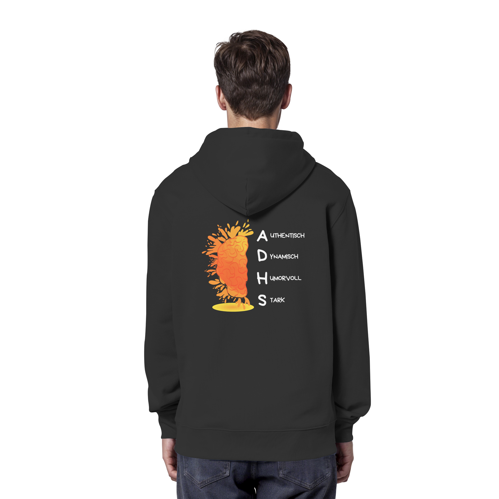 ADHS Authentisch Dynamisch Humorvoll Stark Backprint - Organic Hoodie