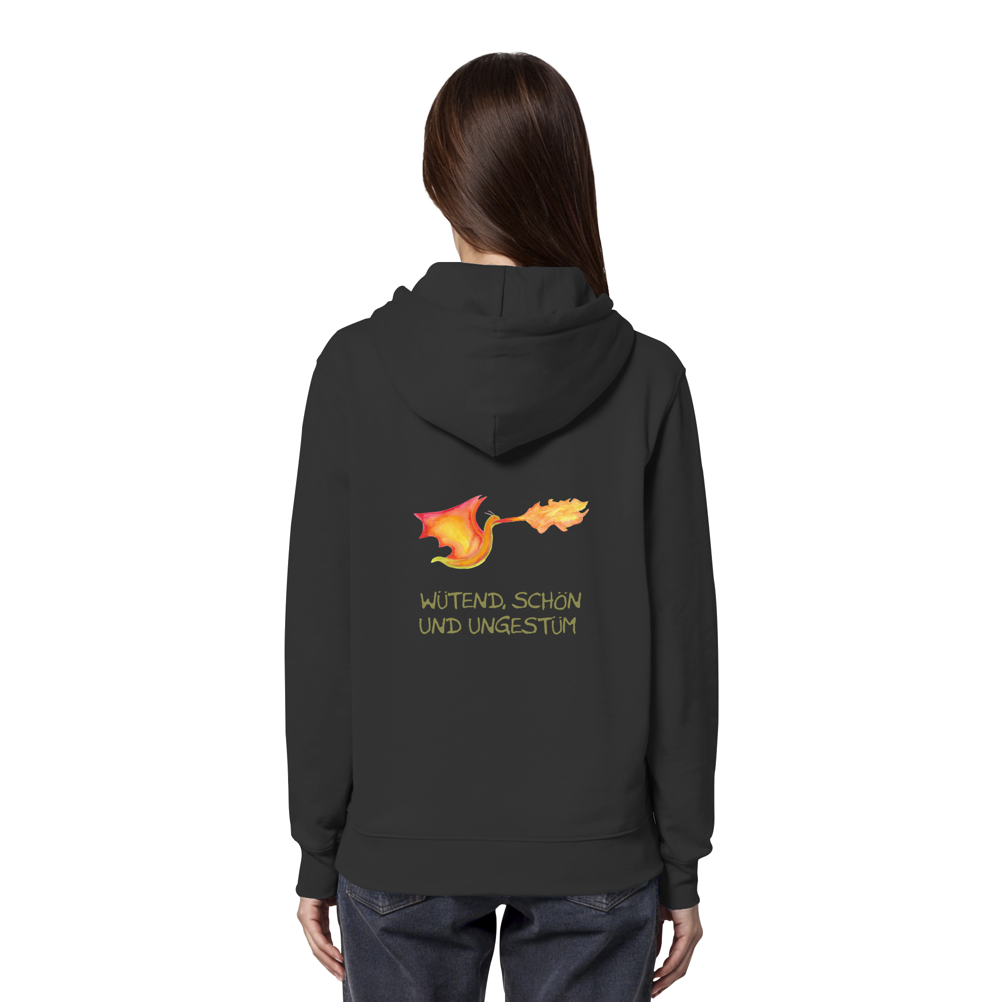 Wütend, schön und ungestüm "Jona Flammen Edition" Backprint - Organic Hoodie