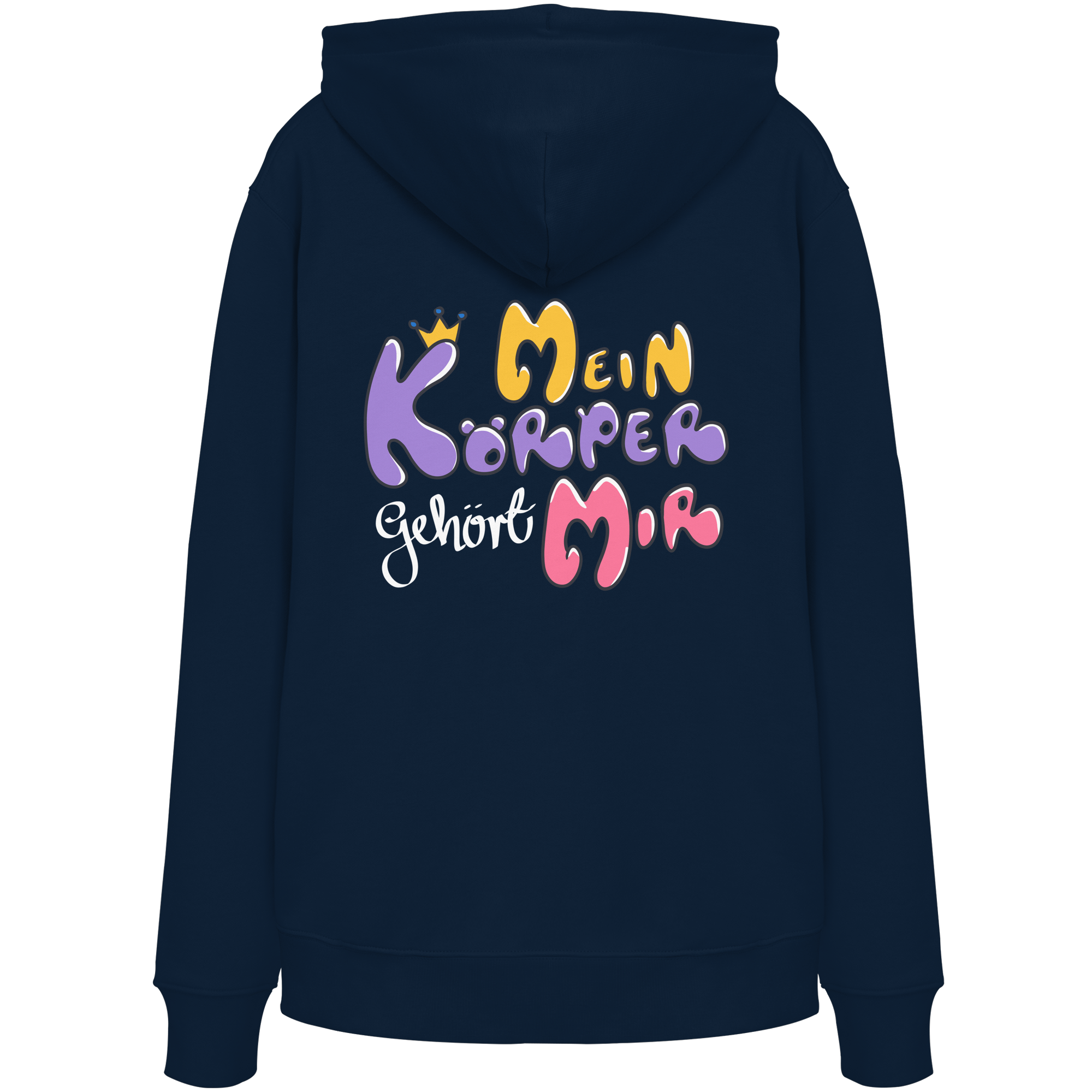 Survivor Queens Logo mit "Mein Körper gehört mir" Backprint (dunkel) - Organic Hoodie
