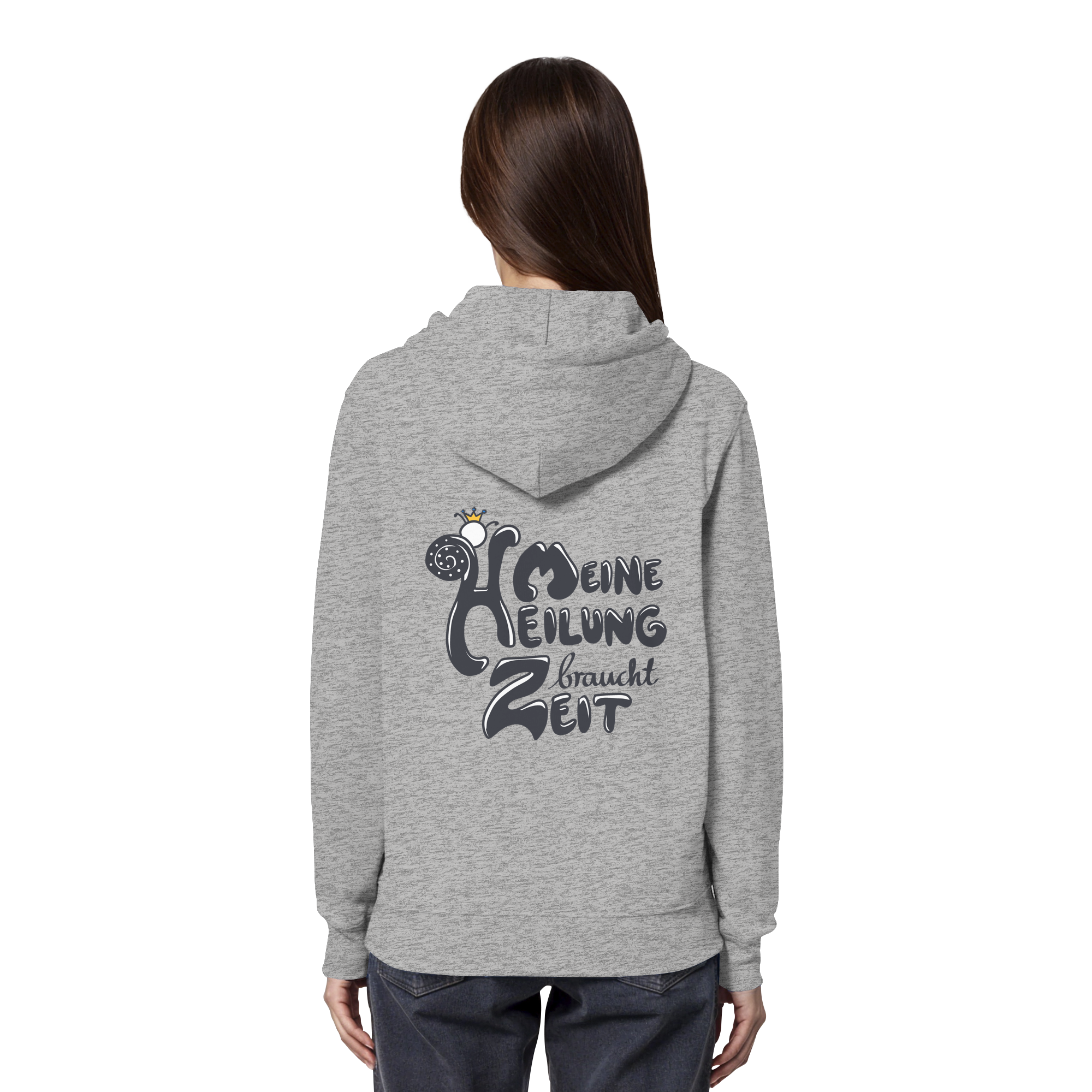 Meine Heilung braucht Zeit "Schwarze Edition" Backprint - Organic Hoodie