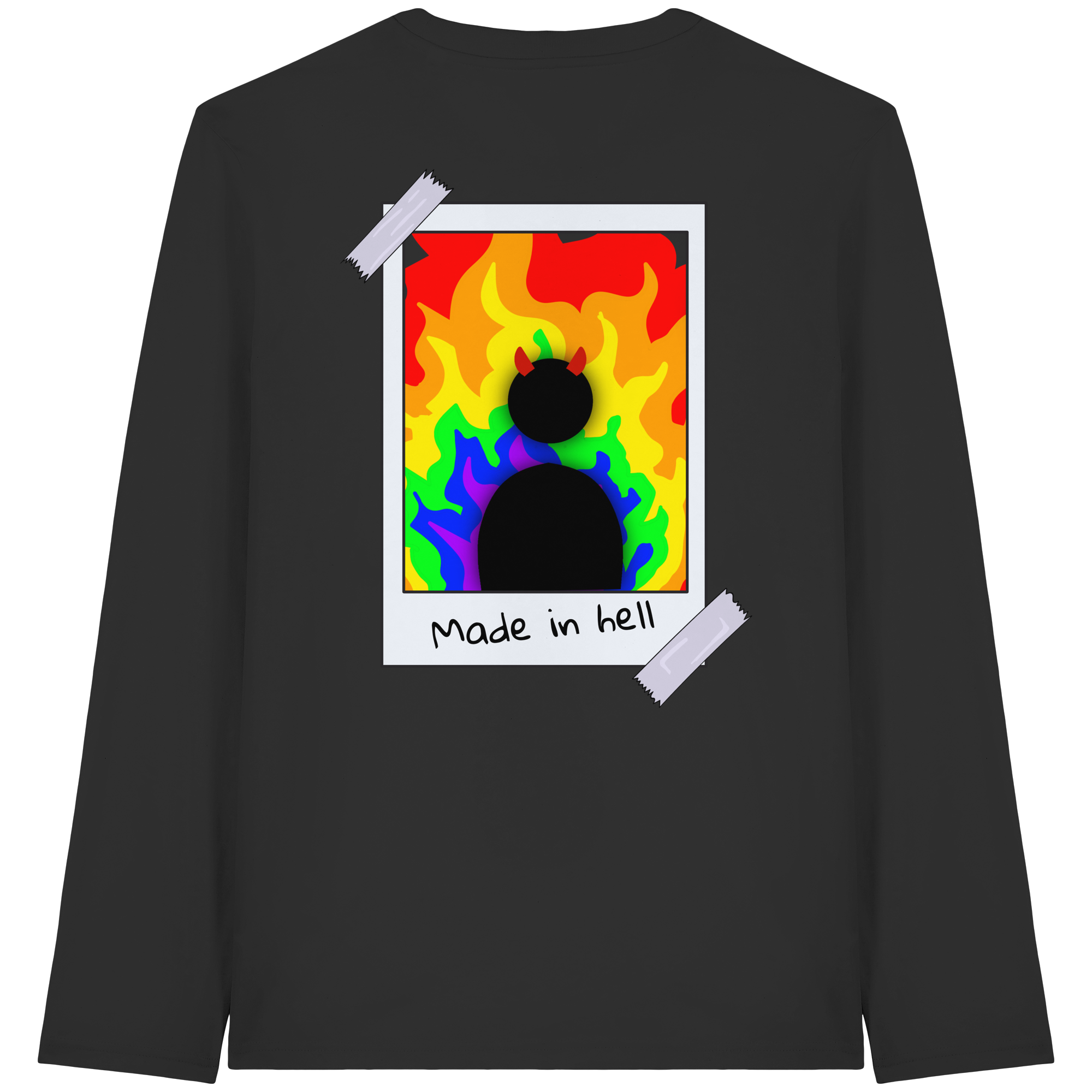 made in hell "Regenbogen Flammen Edition" Backprint - Organic Longsleeve T-Shirt
