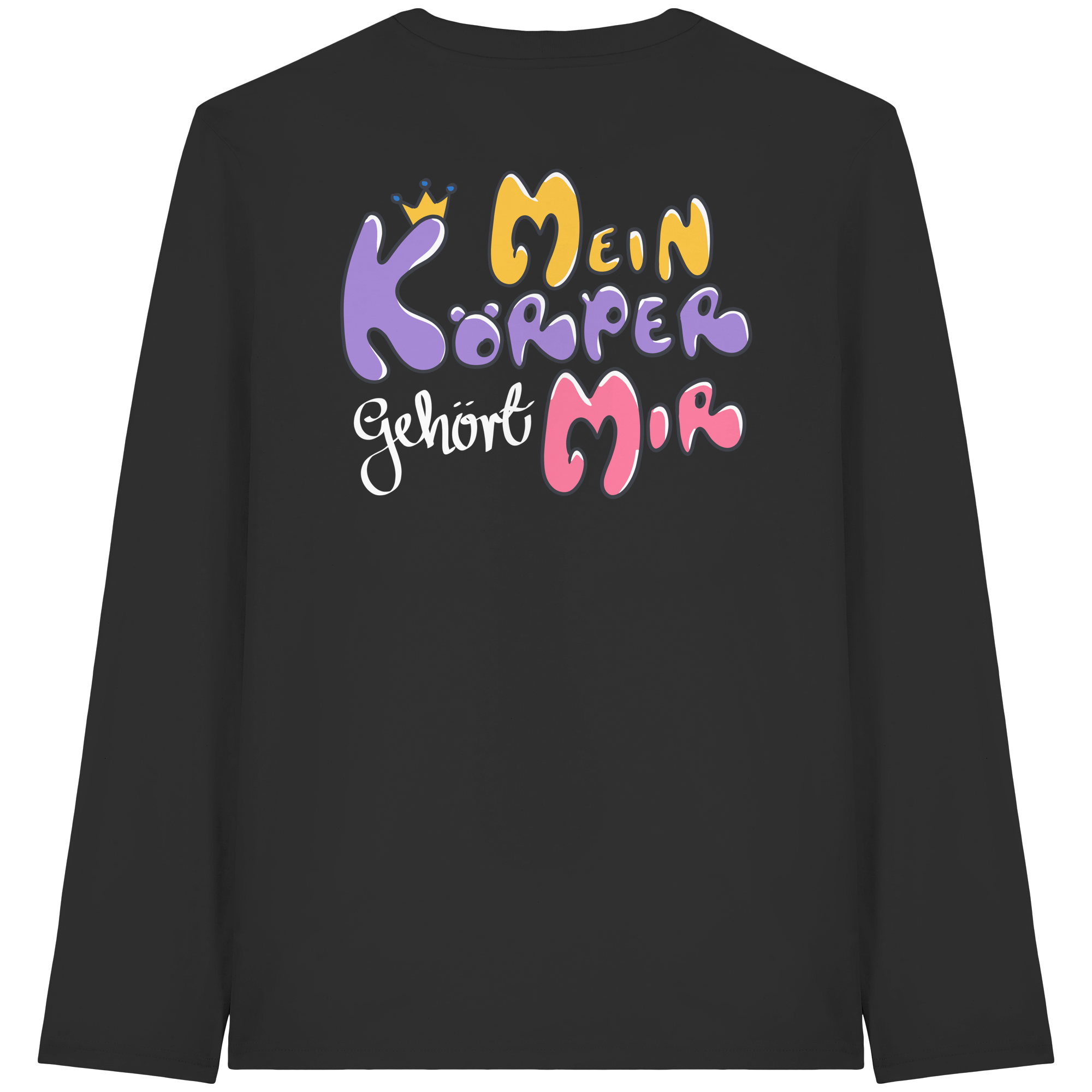 Survivor Queens Logo mit "Mein Körper gehört mir" Backprint (dunkel) - Organic Longsleeve T-Shirt