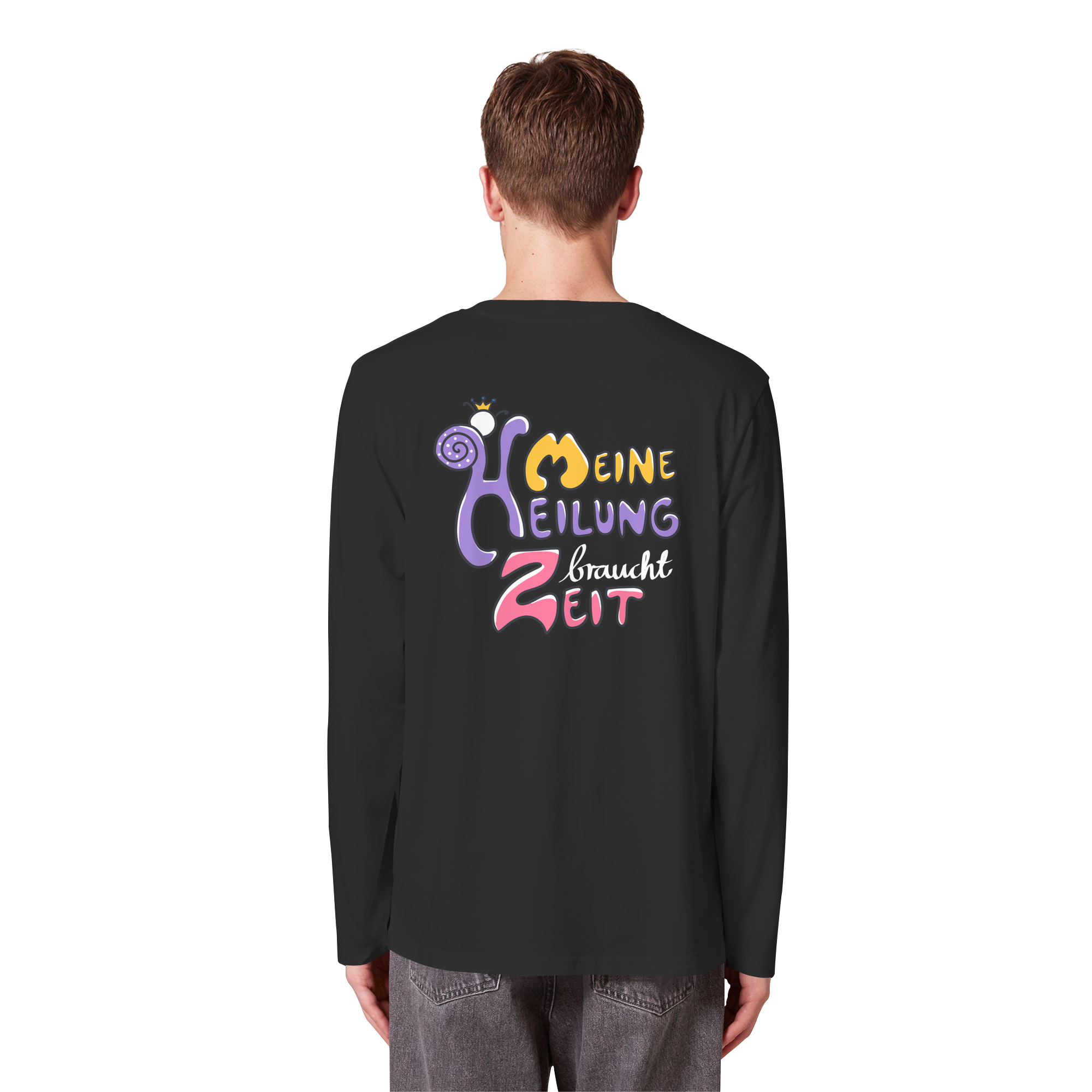 Meine Heilung braucht Zeit "Bunte Edition" Backprint - Organic Longsleeve T-Shirt