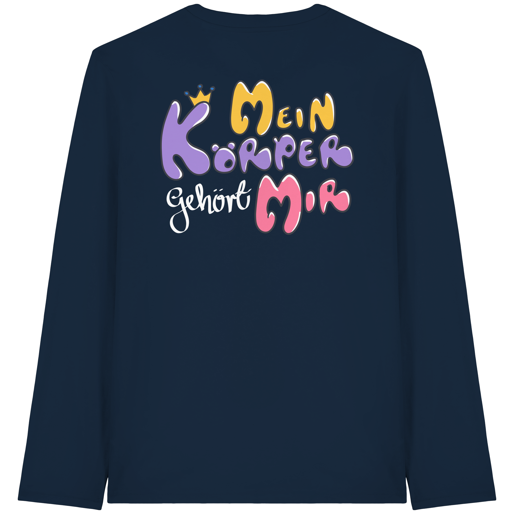 Survivor Queens Logo mit "Mein Körper gehört mir" Backprint (dunkel) - Organic Longsleeve T-Shirt